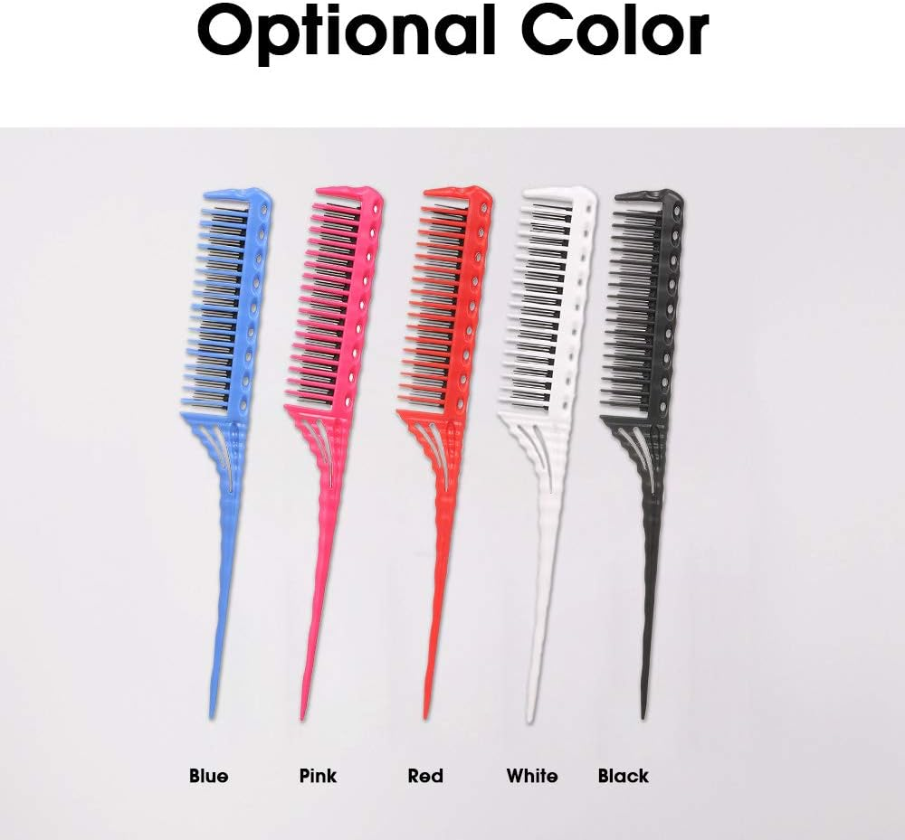 Yasao 3-Row Teeth Teasing Comb Detangling Brush Rat Tail Comb Adding Volume Back Coming Hairdressing Combs White