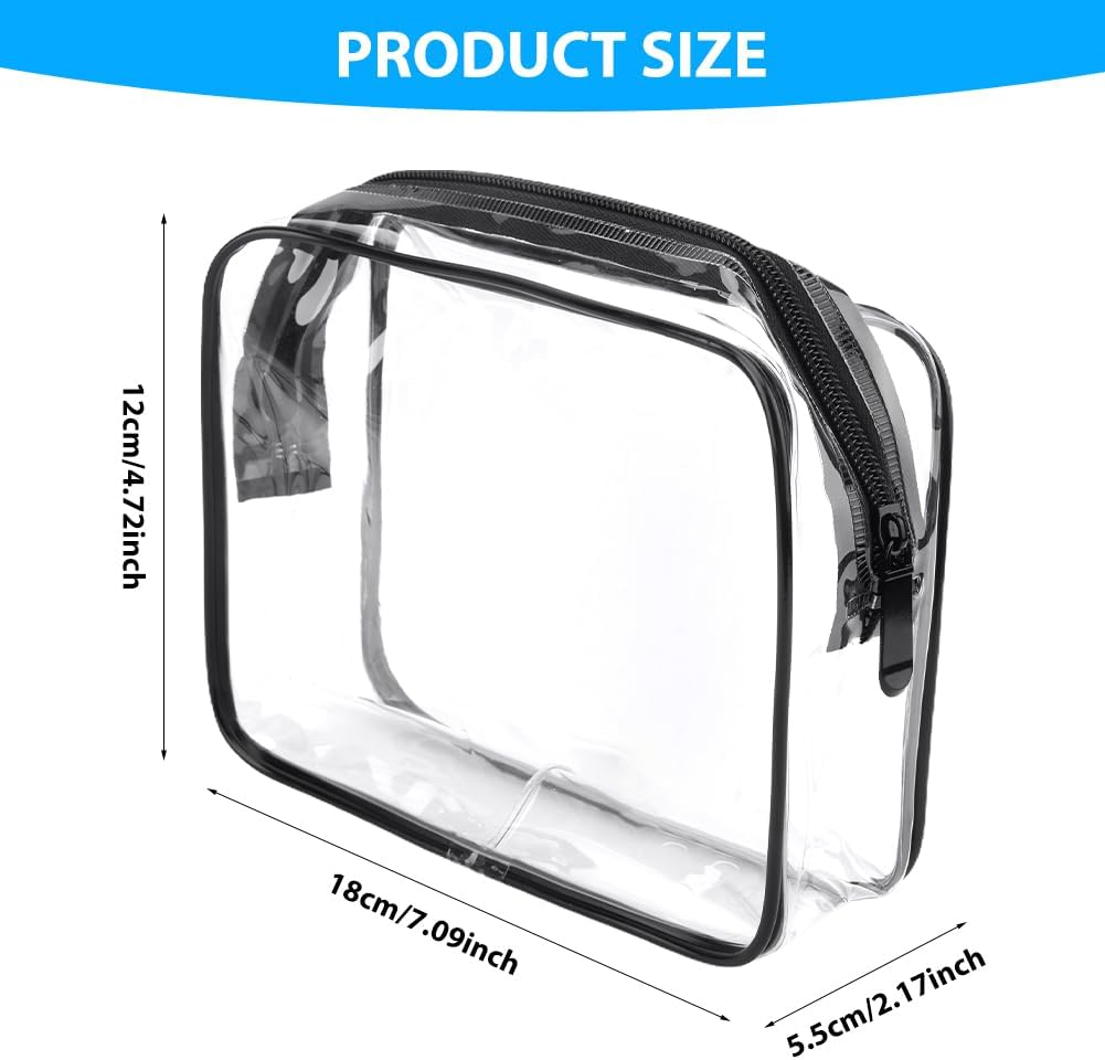 4 Pack Toiletry Bag,Clear Makeup Bag,Waterproof Quart Size Bag,Plastic Zippered Toiletry Carry Pouch,Cosmetic Organizer Bag,Portable Cosmetic Bag for Women Men,Carry on Airport Airline Compliant Bag image number 3