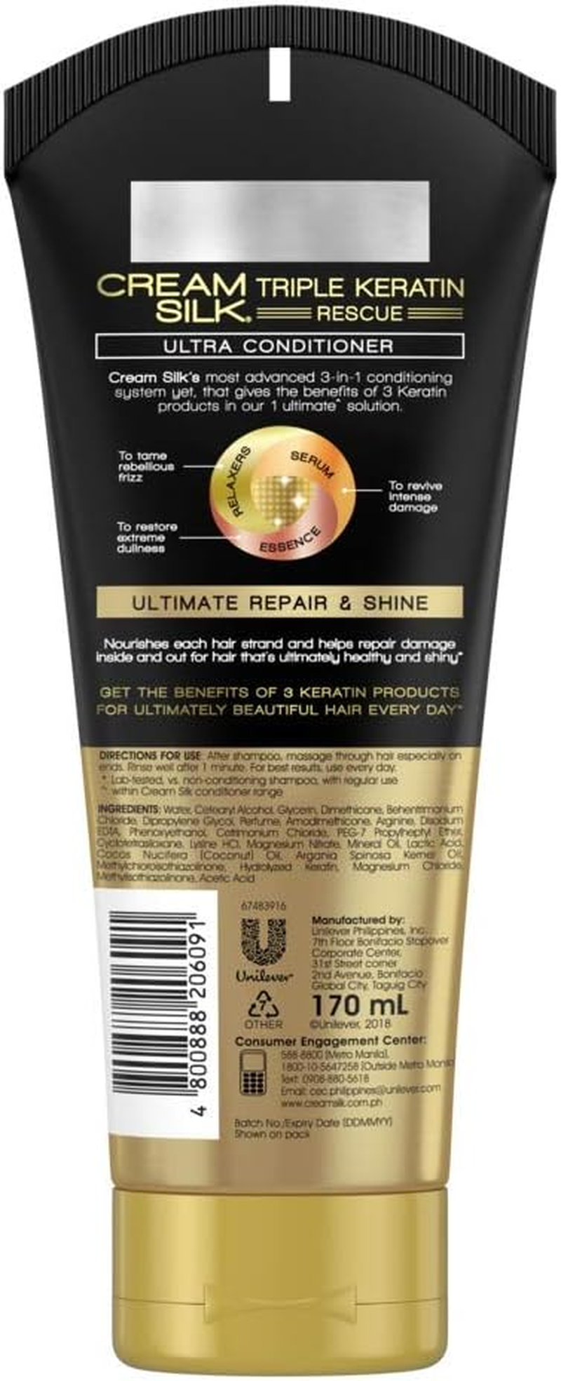CREAMSILK Triple Keratin Rescue, Ultimate Repair & Shine, 170Ml/5.75 Fl Oz image number 1
