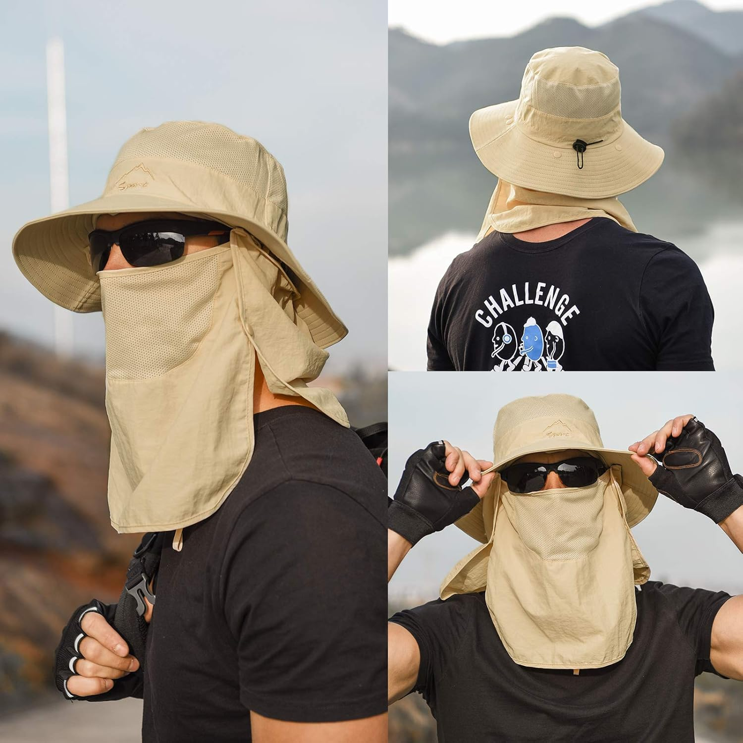 Sun Hat Men Women Summer Outdoor Unisex UV Protection Hat Adjustable Removable Foldable Fishing Hat Breathable Quick Drying Hiking Hat - A1 image number 2