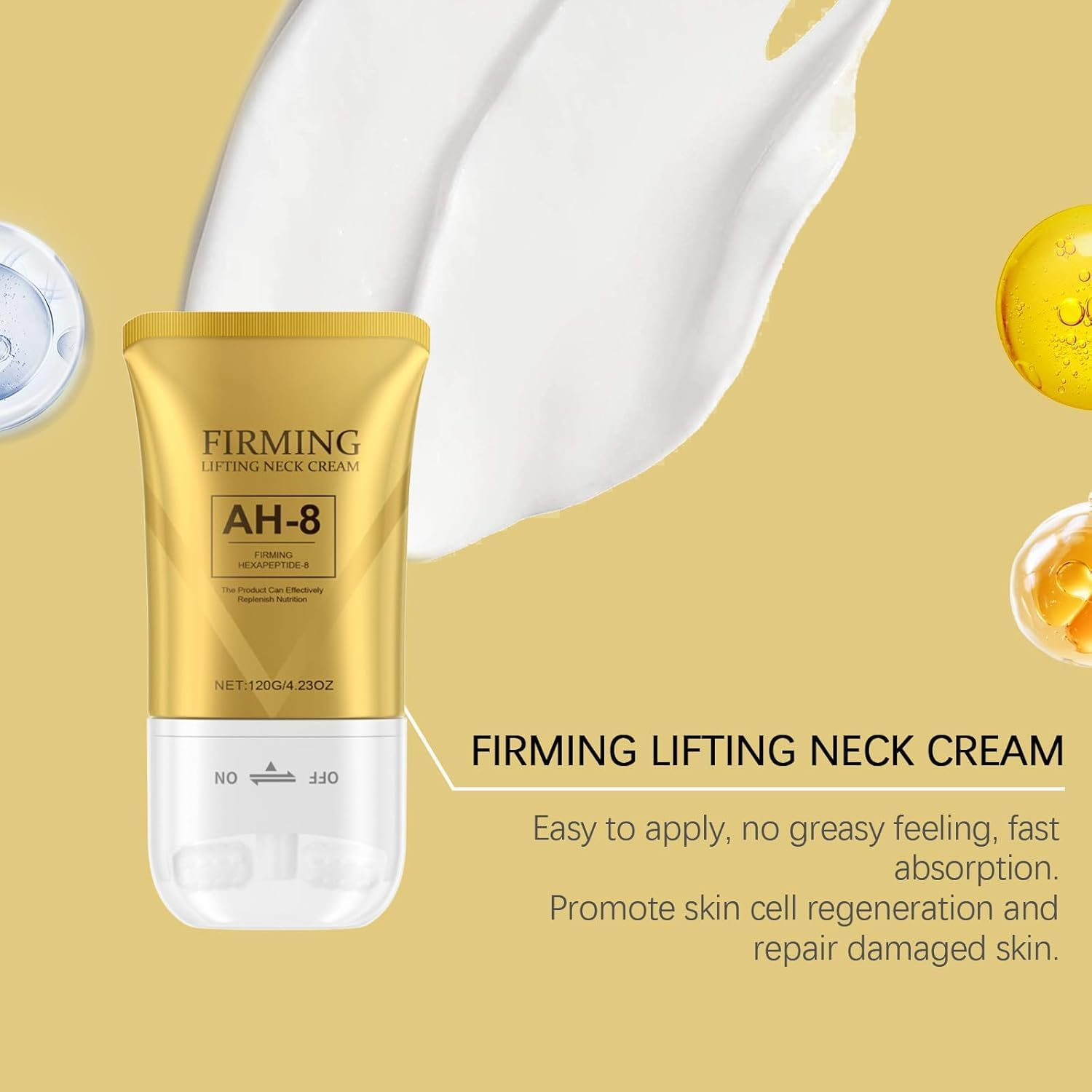 SM- Neck Firming Cream with AH-8 Peptide &ndash; Double Roller Lifting Serum for Neck, Chin & Chest &ndash; Hydrating with Ceramide NP &ndash; Sculpting & Anti-Wrinkle Formula &ndash; 50Ml image number 2