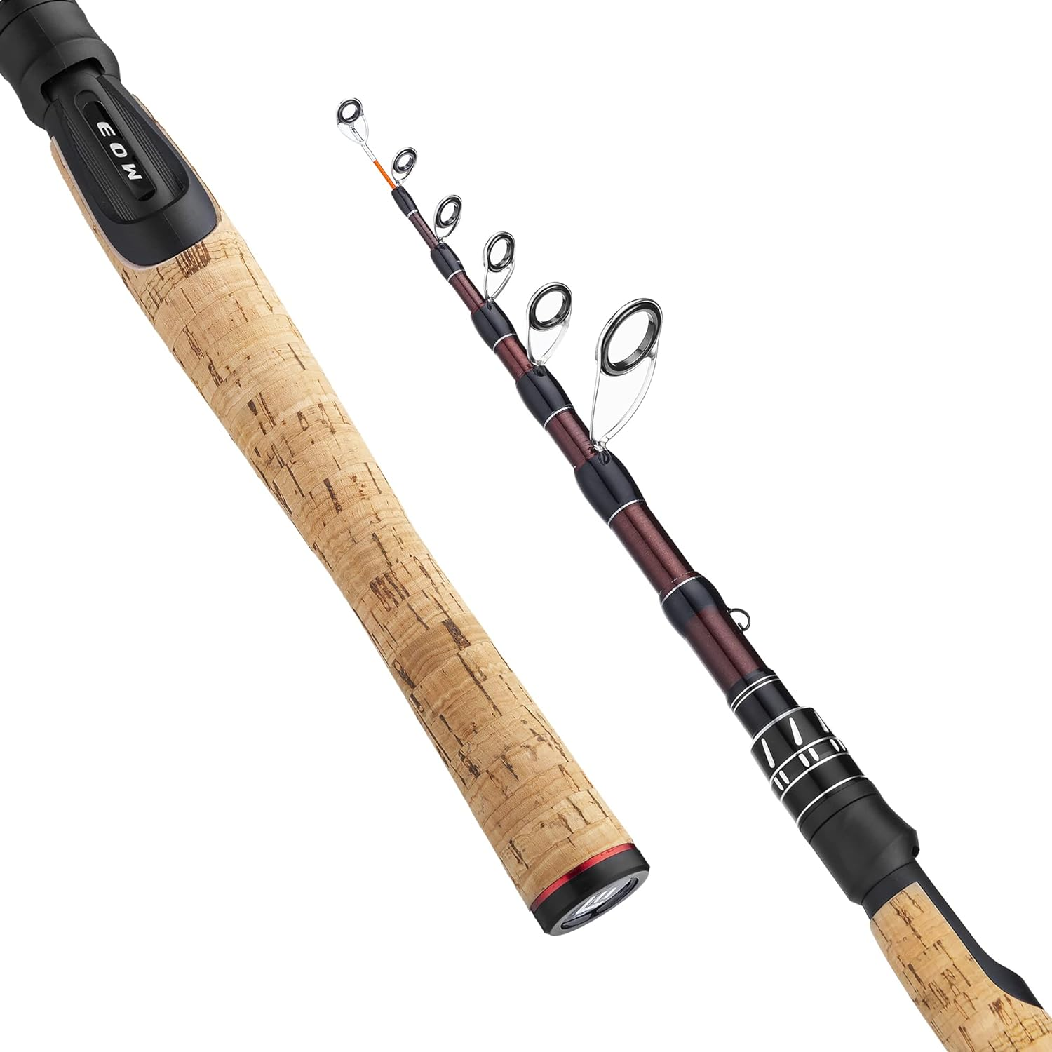 EOW XPEDITE Portable Telescopic Spinning Fishing Rods, 24T Rod Blanks & Solid Carbon Tip, Comfortable Cork Handle, Travel Rod, Fresh & Salt Water Fishing, Light Weight and Short Collapsible Rods image number 1