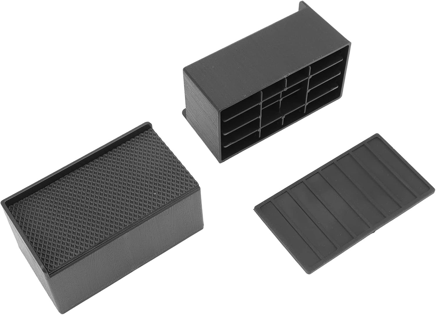 Omabeta 4PCS L Shape Rectangular Furniture Risers with Smooth Corners Design, Stackable Rubber Bed Lifts Blocks for Elevating Table Chair Sofa Bed Cabinet,Black image number 4