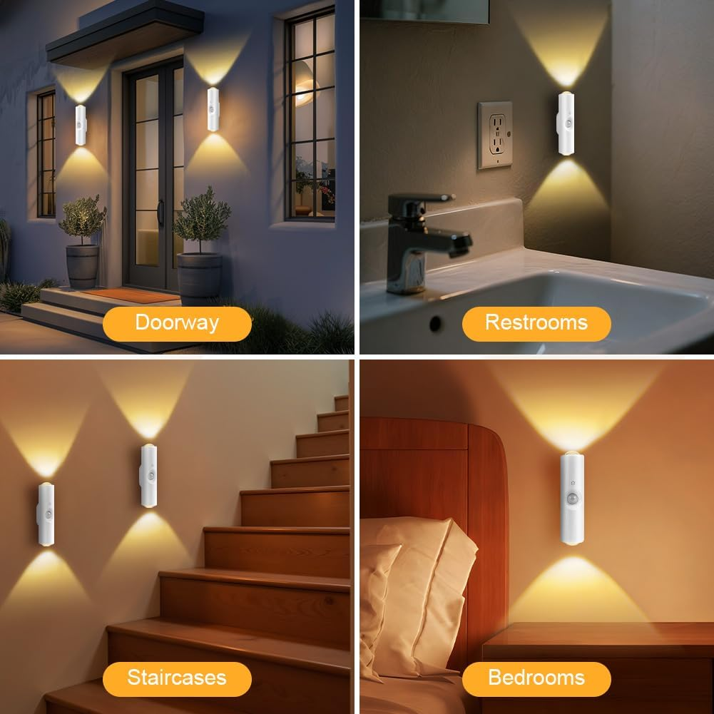 OSDUE LED Night Light with Motion Sensor, RGB Colour Gradient, Dimmable, Intelligent LED Night Light, Rechargeable Wireless Wall Light, 3 Modes, Magnetic Wall Lamp for Living Room, Balcony, Staircase