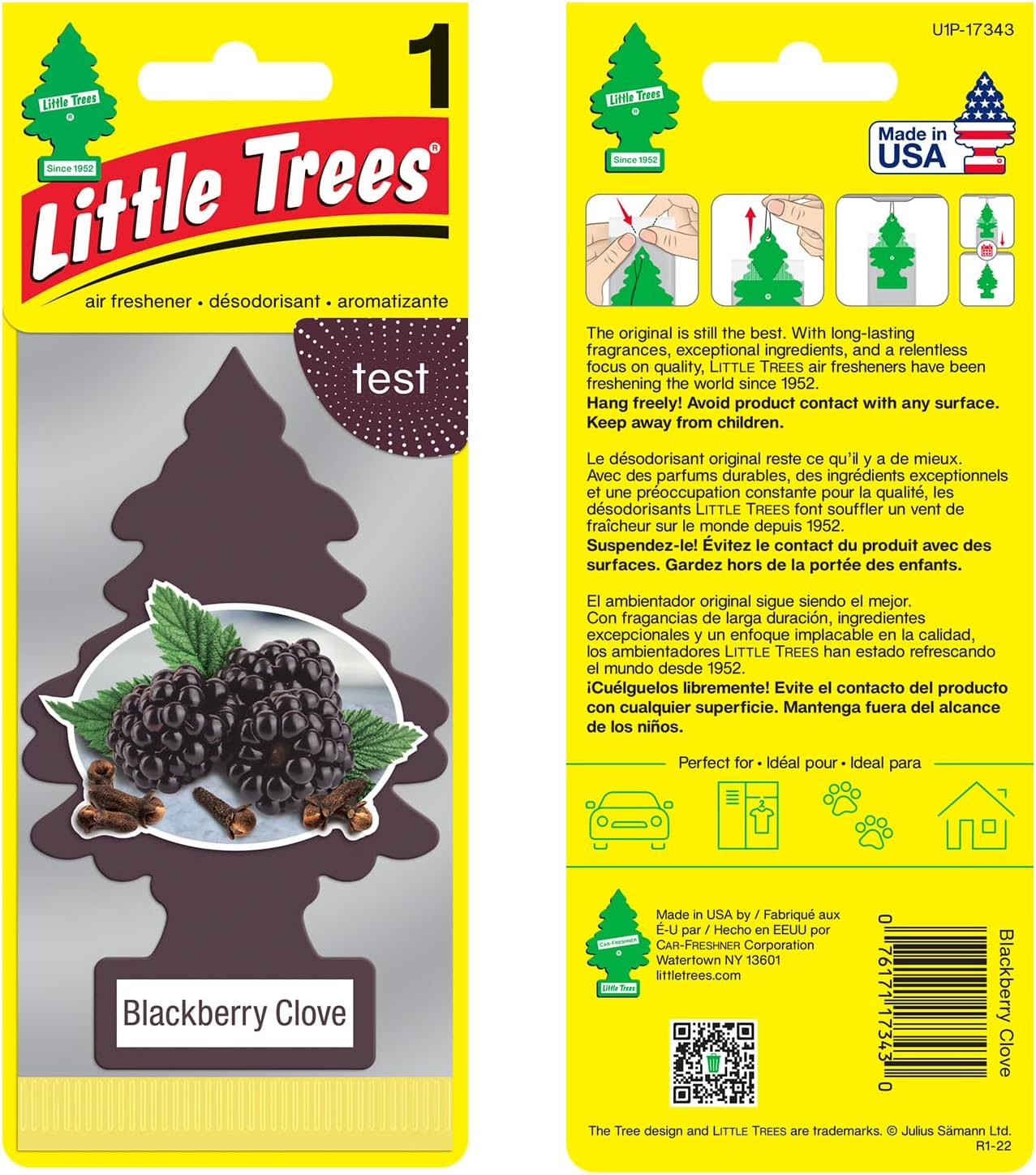 Little Trees DAS-17343 Car Air Freshener | Hanging Paper Tree for Home or Car | Blackberry Clove image number 2