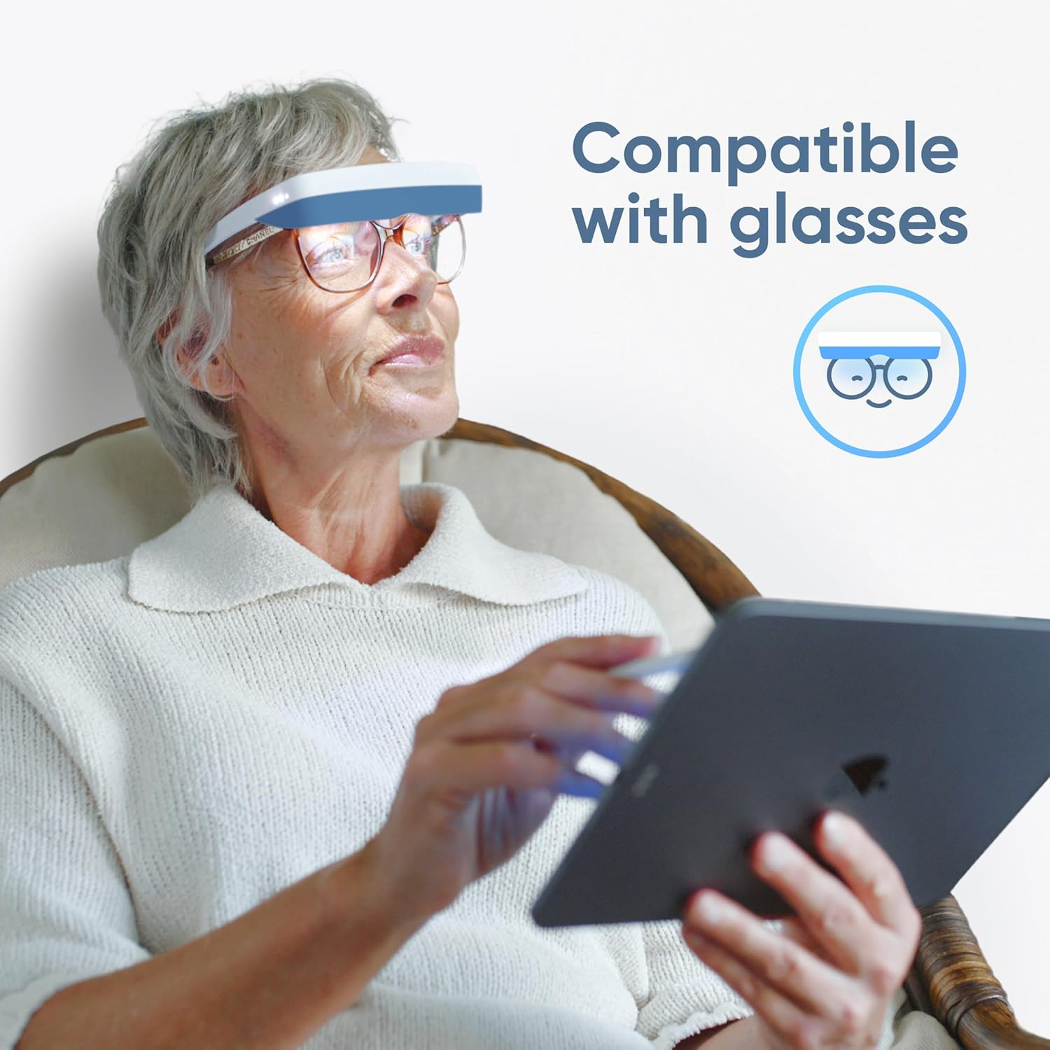 Luminette 3 Light Therapy Glasses - Wearable Light Therapy Lamp - Blue Enriched White LED Sunlight Lamp - Natural Relief for Sleep Problems, Seasonal Mood Disorders & Jet Lag (Grey) - Green image number 2