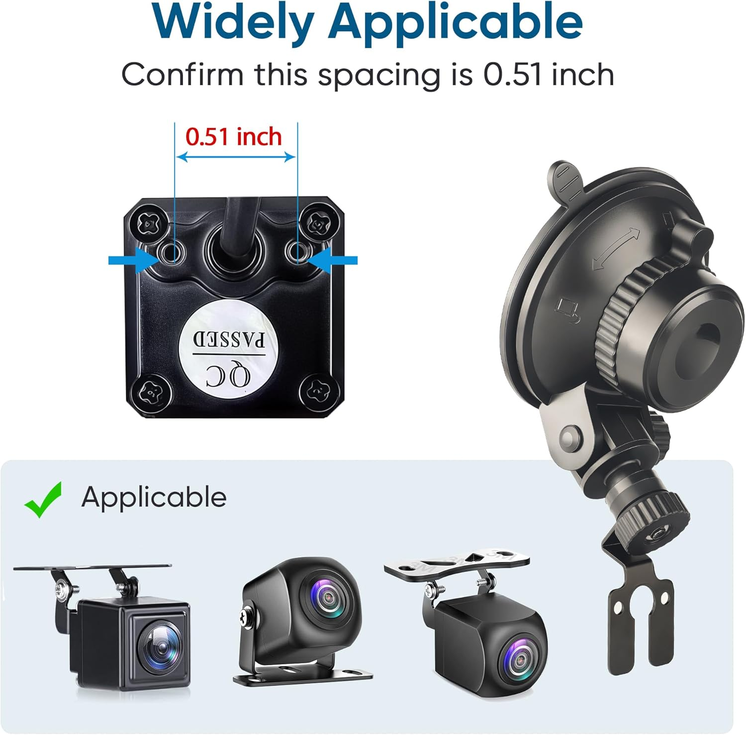 Universal Rear Camera Mount with Suction Cup &ndash;Compact Adjustable Rear Dash Cam Mount for Car, SUV, RV, Truck &ndash; inside Back Windshield Window Holder Bracket for Rearview Backup Camera image number 5