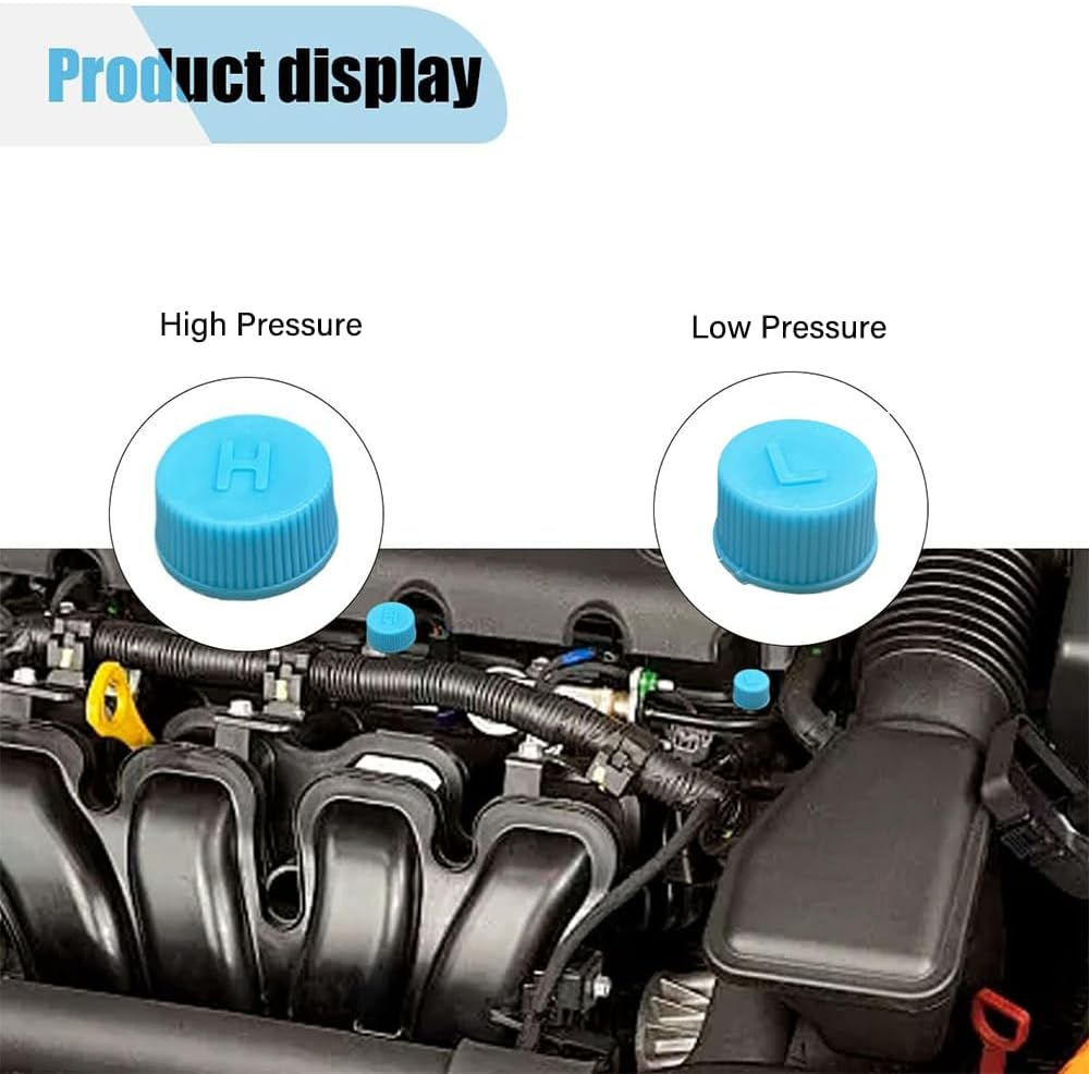 Car A/C Valve Core Caps R134A Leakproof Air Conditioning System High Low Side Charging Port Replacement Caps for Automotive AC Repair, 2PCS image number 2