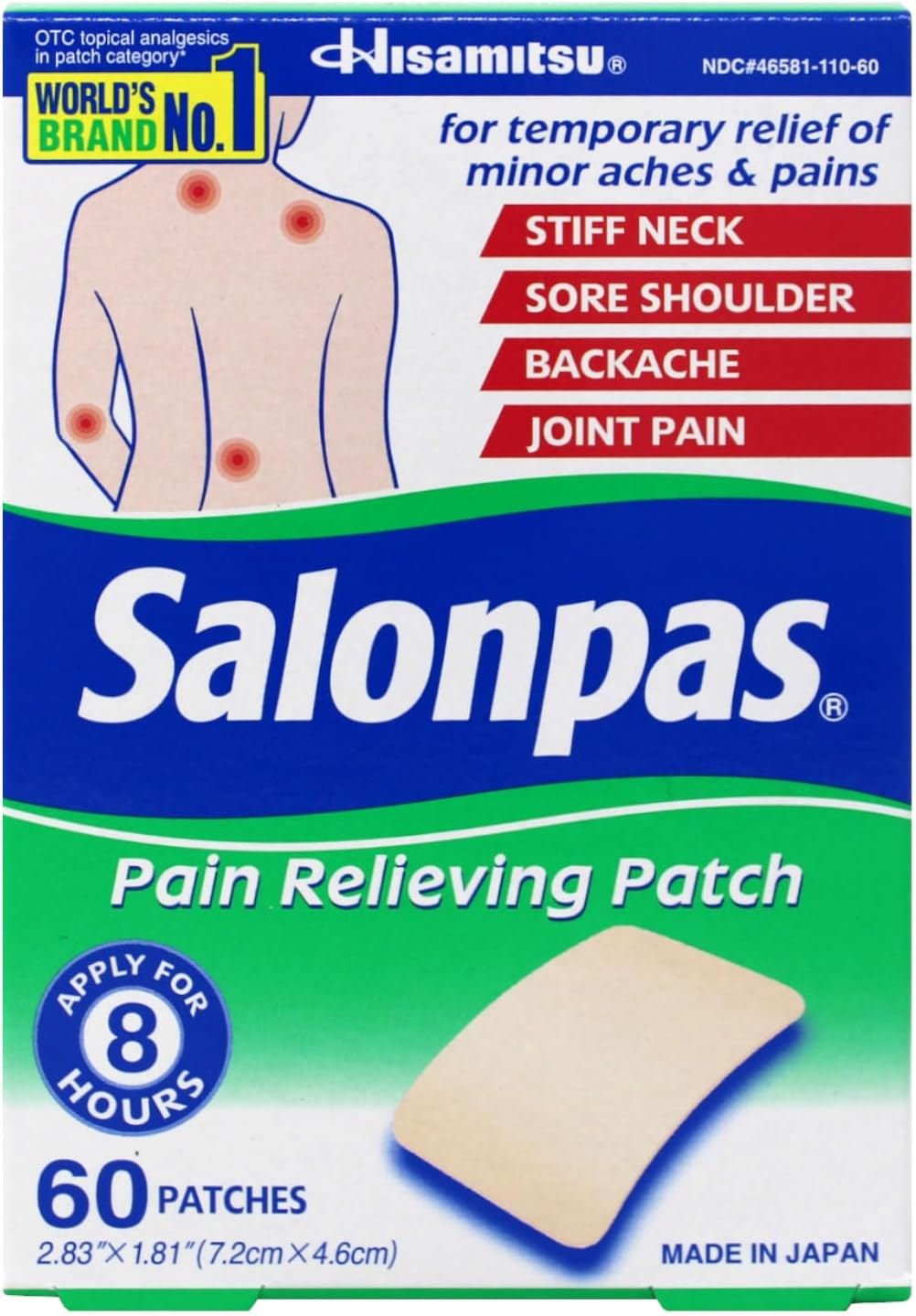 Salonpas Pain Relieving Patches, 60 Count (Pack of 2) image number 1