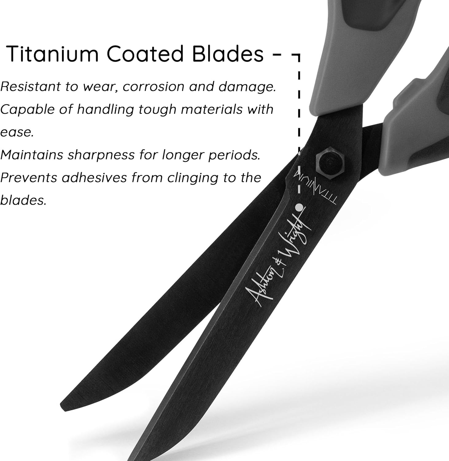 Ashton and Wright - Titanium HD - Heavy Duty Scissors for Office, Home, Kitchen, and Craft - 210Mm / 8&rdquo; - Titanium Coated Blades (Grey, Left Handed) image number 3