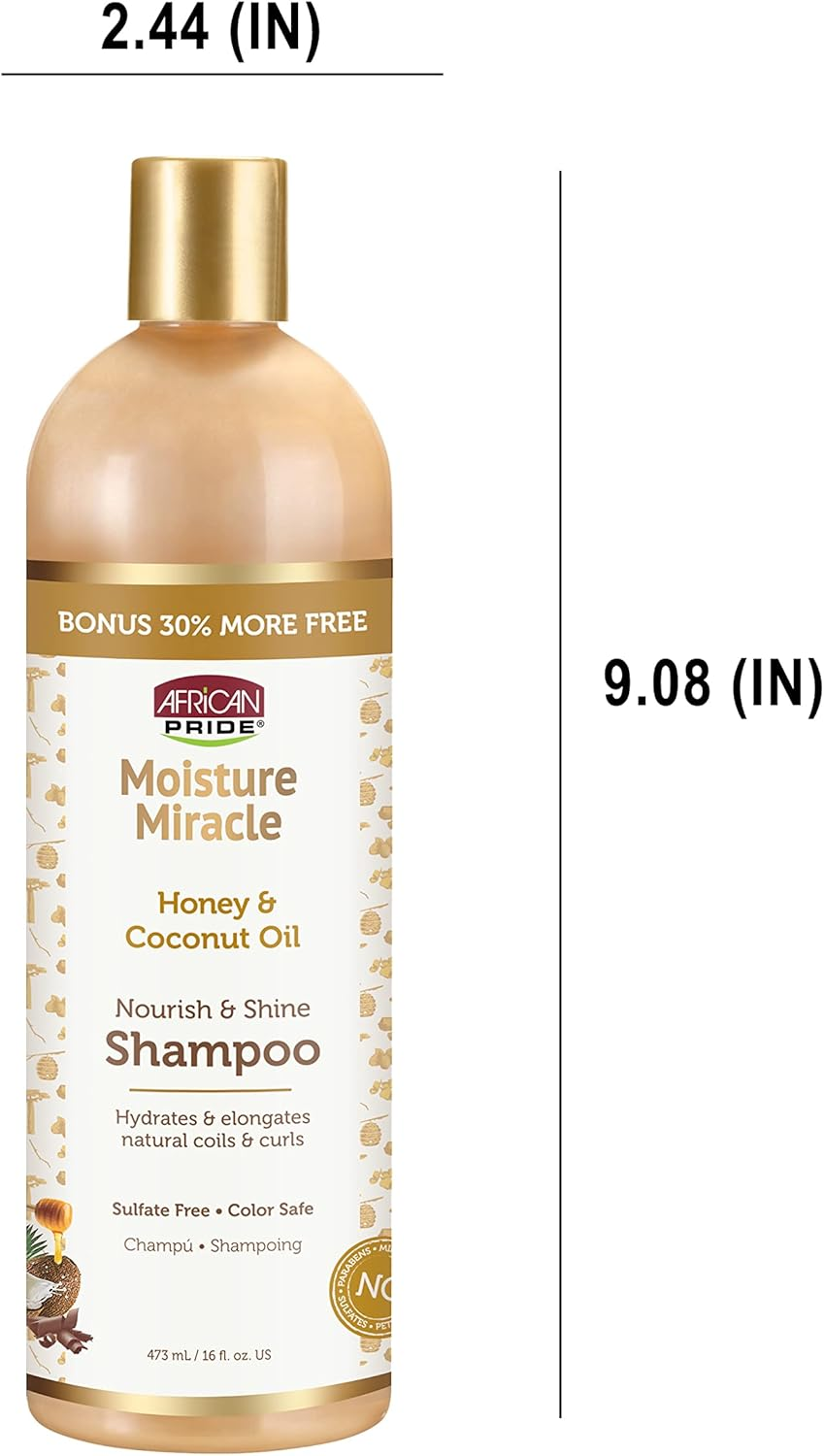 African Pride Moisture Miracle Honey & Coconut Oil Shampoo, 473 Ml, Nourish & Shine, Sulfate Free, Family Size image number 4