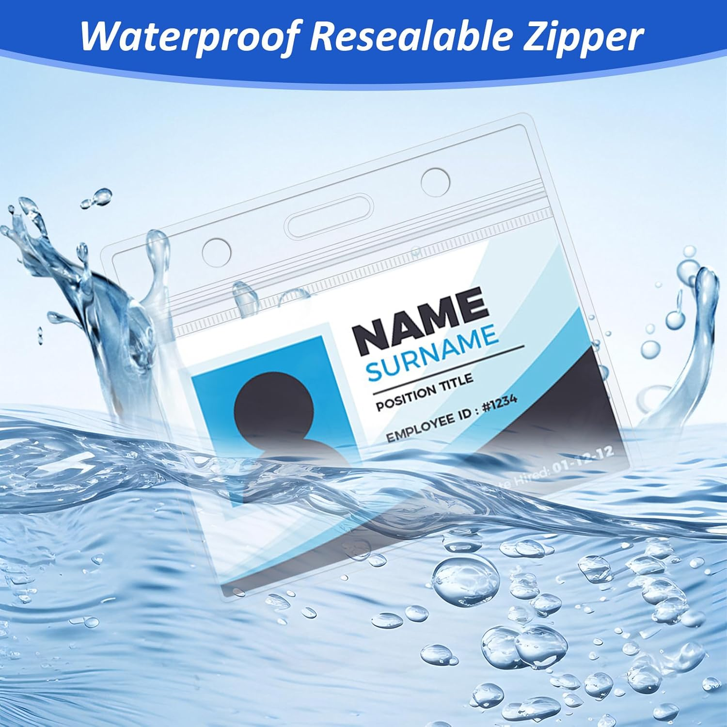 Heavy Duty Retractable Badge Holders with Carabiner Reel Clip and Extra Thick Clear Name Tag ID Card Holders,1Pcs Horizontal Waterproof Card Protector+3 Extra Key Chain Carabiner image number 5