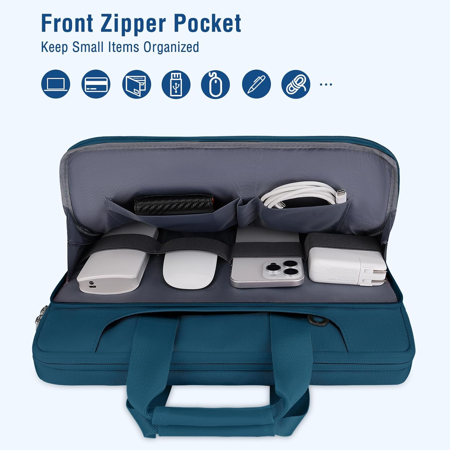 MOSISO 360 Protective Laptop Shoulder Bag Compatible with Macbook Air 13 M2 A2681 M1 A2337 A2179 A1932/Pro M2 M1 A2338 A2251 A2289 A2159 A1989 A1706 A1708, Matching Color Sleeve with Belt, Teal Green image number 7