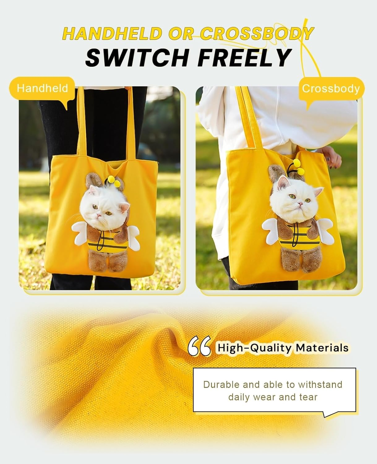 Pet Carrier with Peek-A-Boo Window 3-Way Safety System Travel-Ready Foldable Lightweight Canvas (Bunny/Blue, XL)