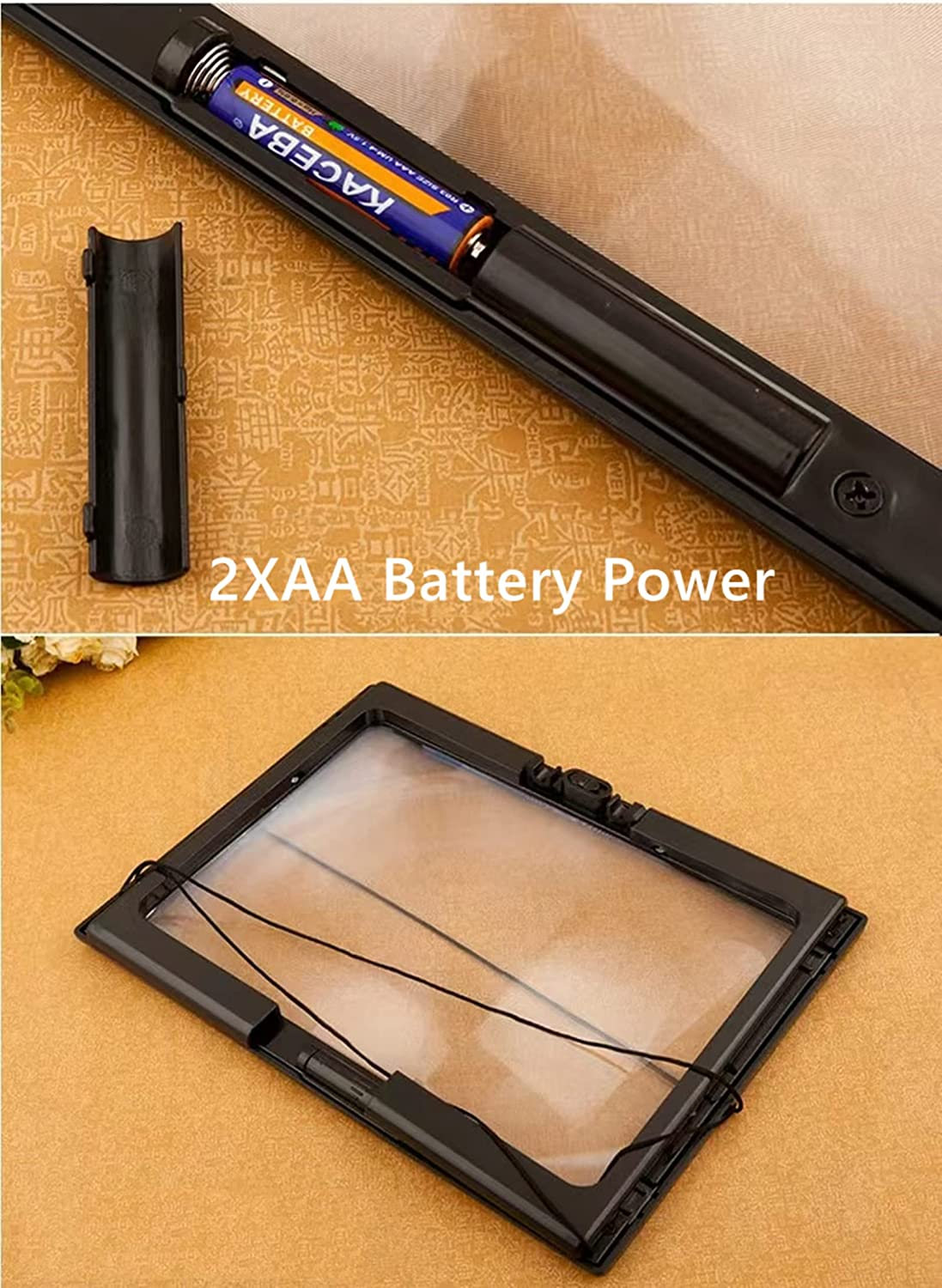 Full Page Magnifier Magnifying Lens Rectangular 3X with 4 LED Lights Illumination Neck Cord Fold Handheld Hands-Free Magnifier with Stand Ideal for Seniors,Children,Low Vision,Reading Books,Newspapers image number 4