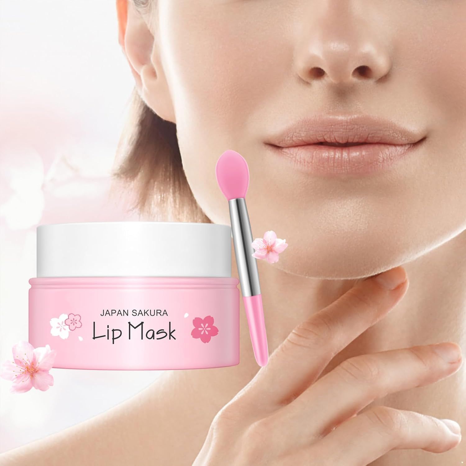 Gentle Cherry Blossom Lip Sleeping Mask 1 Unit Includes Brush Lightweight Formula Hydrates and Soothes Dryness Perfect for Daily Use Pink One Size image number 2
