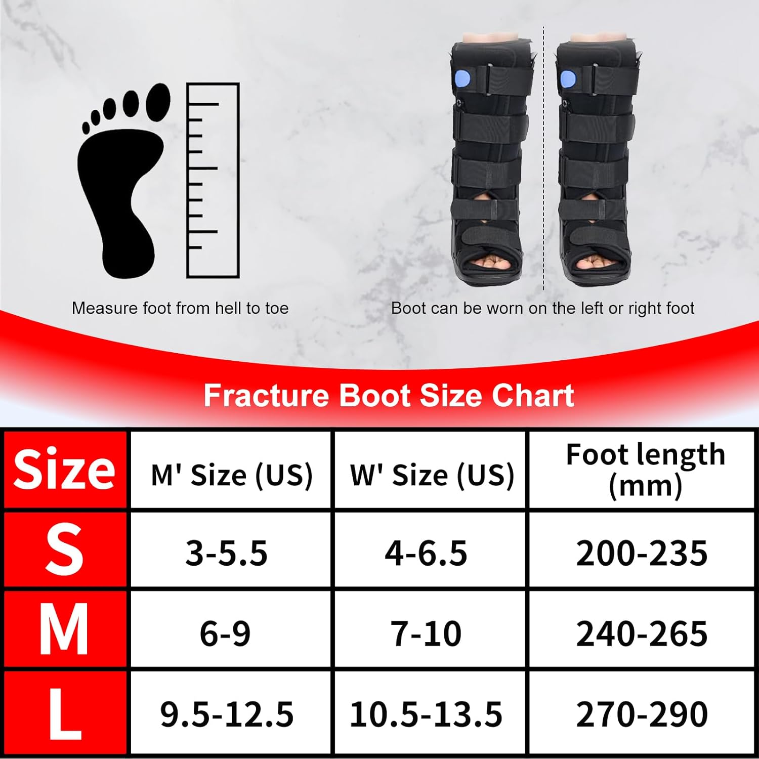 Inflatable Walking Boot - Air Cam Walker Fracture Boot - Tall Walker Brace Ultralight Orthopaedic Boot for Sprained Ankle Stress Fracture Broken Foot Achilles Tendonitis Foot Pain Recovery (Large) image number 3