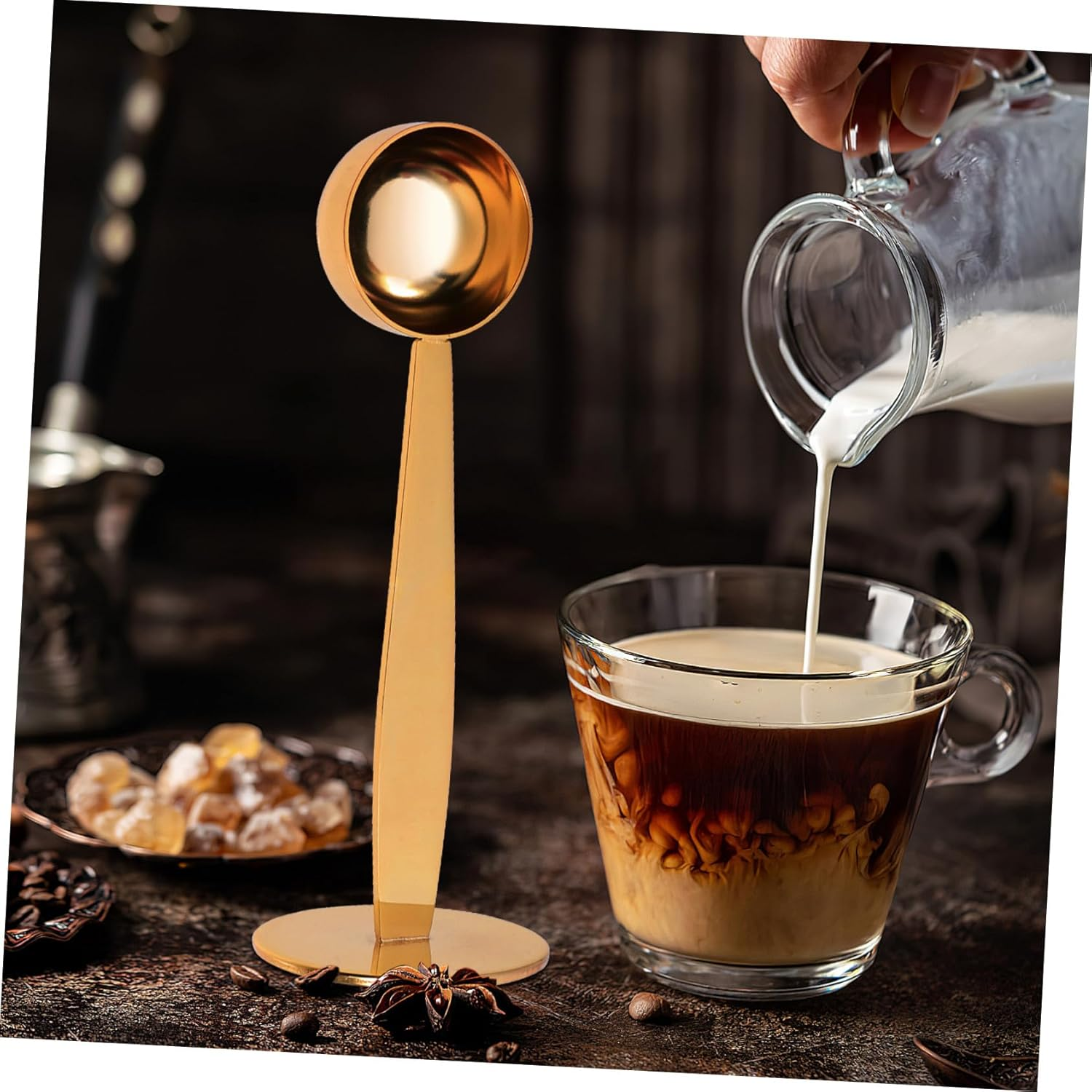 ULTECHNOVO Stainless Steel Coffee Bean Measuring Spoon with Pressed Bottom Dual Head Espresso and Flavor Scoop for Sugar Milk Powder Tea and Seasonings Kitchen Measuring Tool for Precise image number 5