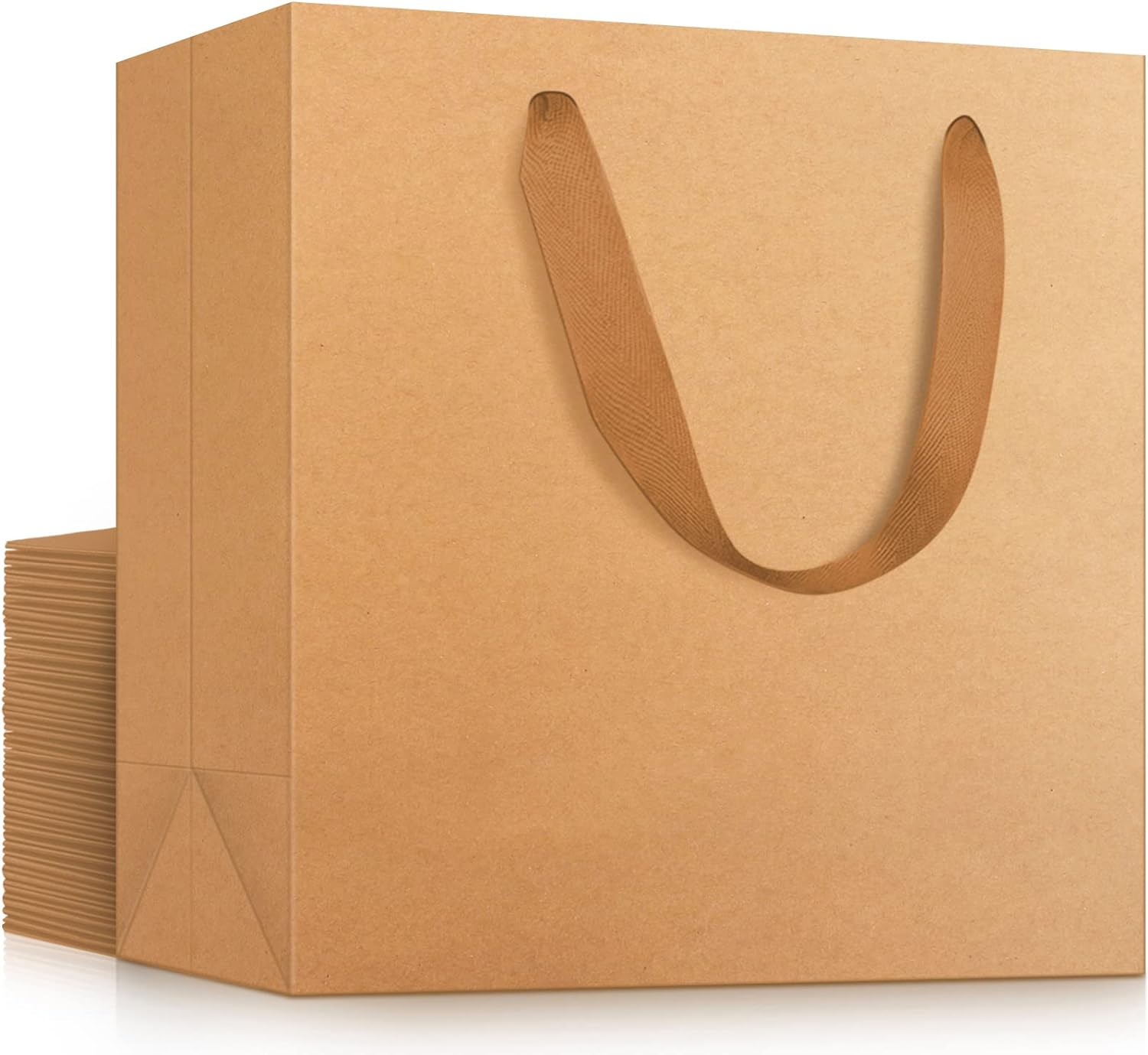 EUSOAR Kraft Gift Wrap Bags, 25Pcs 12.5" X4.5'' X11'' Kraft Paper Bag with Ribbon Handles for Retail Merchandise Wedding Birthday Party Favor image number 1