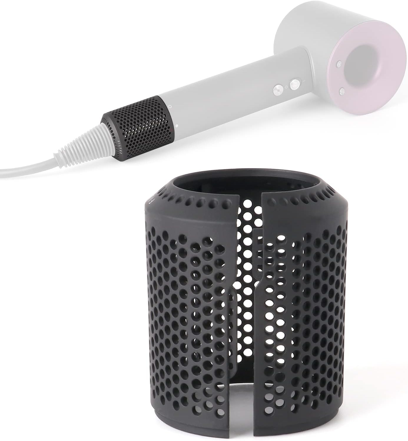 Upgraded Hair Dryer Filter Cover Compatible with Dyson Supersonic HD01 HD03 HD07 HD08 Models, Hair Dryer Strainer Filter Replacement Parts (Gray)