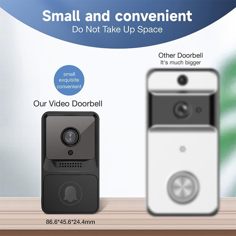 Wireless Wifi Video Doorbell Smart Phone Door Ring Intercom Camera Security Bell- Ultra-Hd Intercom Camera Security System- Seamless Mobile Phone Integration & 120&deg; Wide-Angle View image number 3