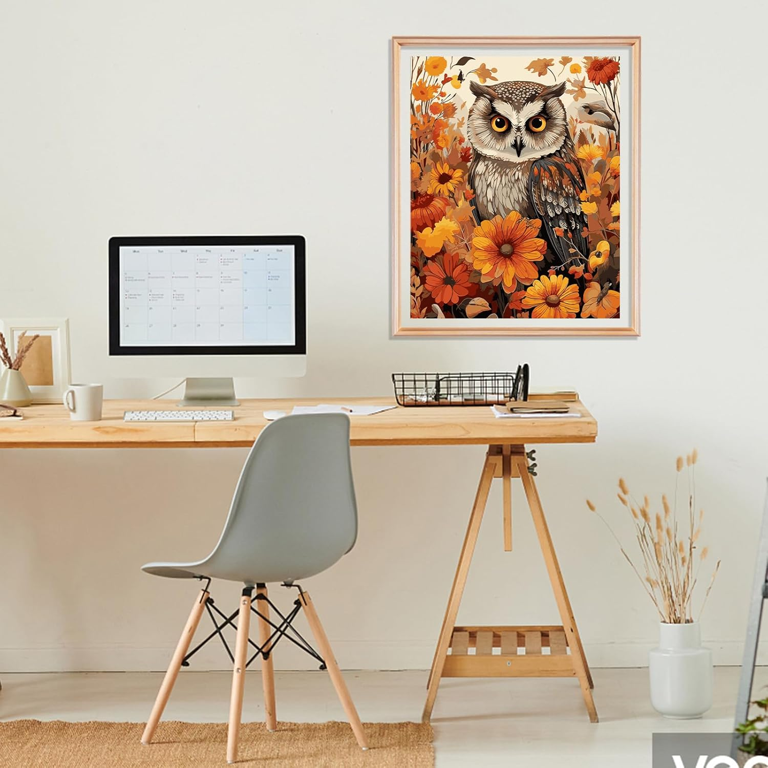 HEIBAGO Owl Paint by Numbers, Flowers Paint by Numbers for Adults Beginners, DIY Paint by Numbers on Canvas Animal Oil Painting Picture for Home Art Decor 16X20 Inch - Bus-Landschaft image number 5