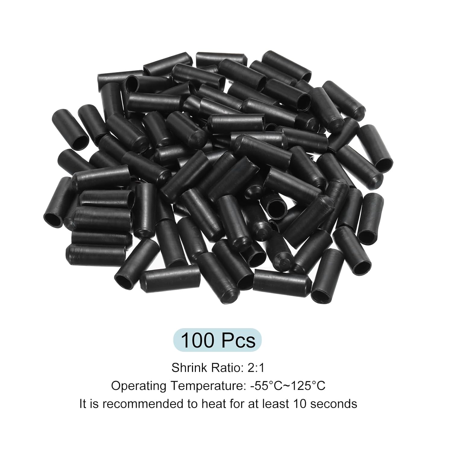 Uxcell Heat Shrink End Cap 10Mm ID X 30Mm L 2:1 Waterproof Electrical Wire Wrap Adhesive Lined Sealed Heat Shrink Tubing Caps for Wire Cable, Pack of 100 image number 2