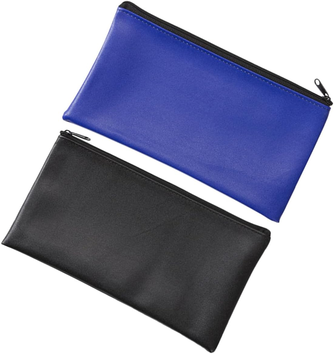 TOYZFRIENDY 2Pcs Leather Document Bag Portable File Organizer for Men Zippered Cash and Receipt Pouches in Black and Blue Lightweight Office and Travel Storage image number 4