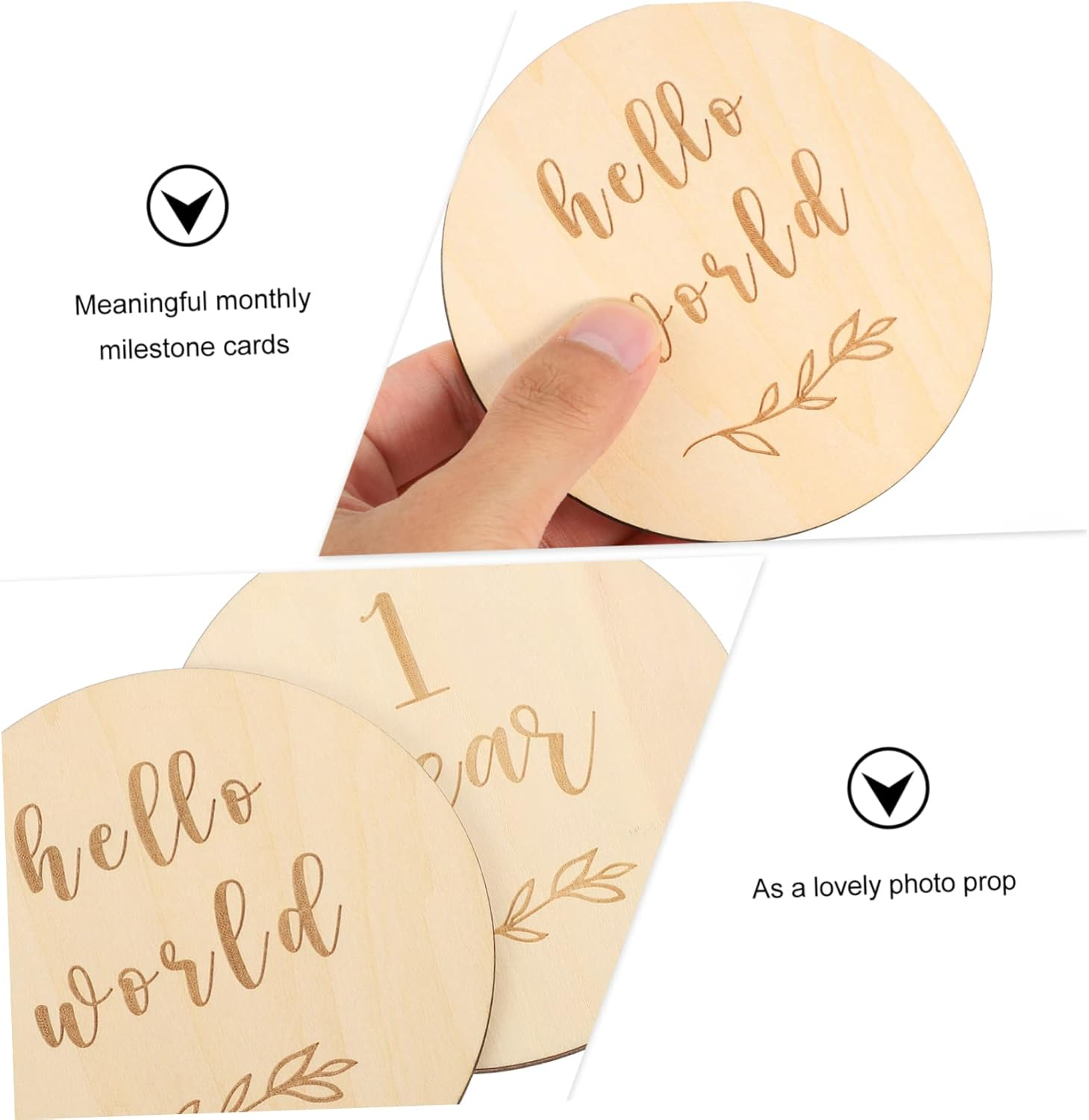 Wooden Baby Milestone Growth Cards Infant Monthly Birthday Announcement Photo Props Newborn Commemorative Set 13Pcs for Baby Shower and First Year image number 5