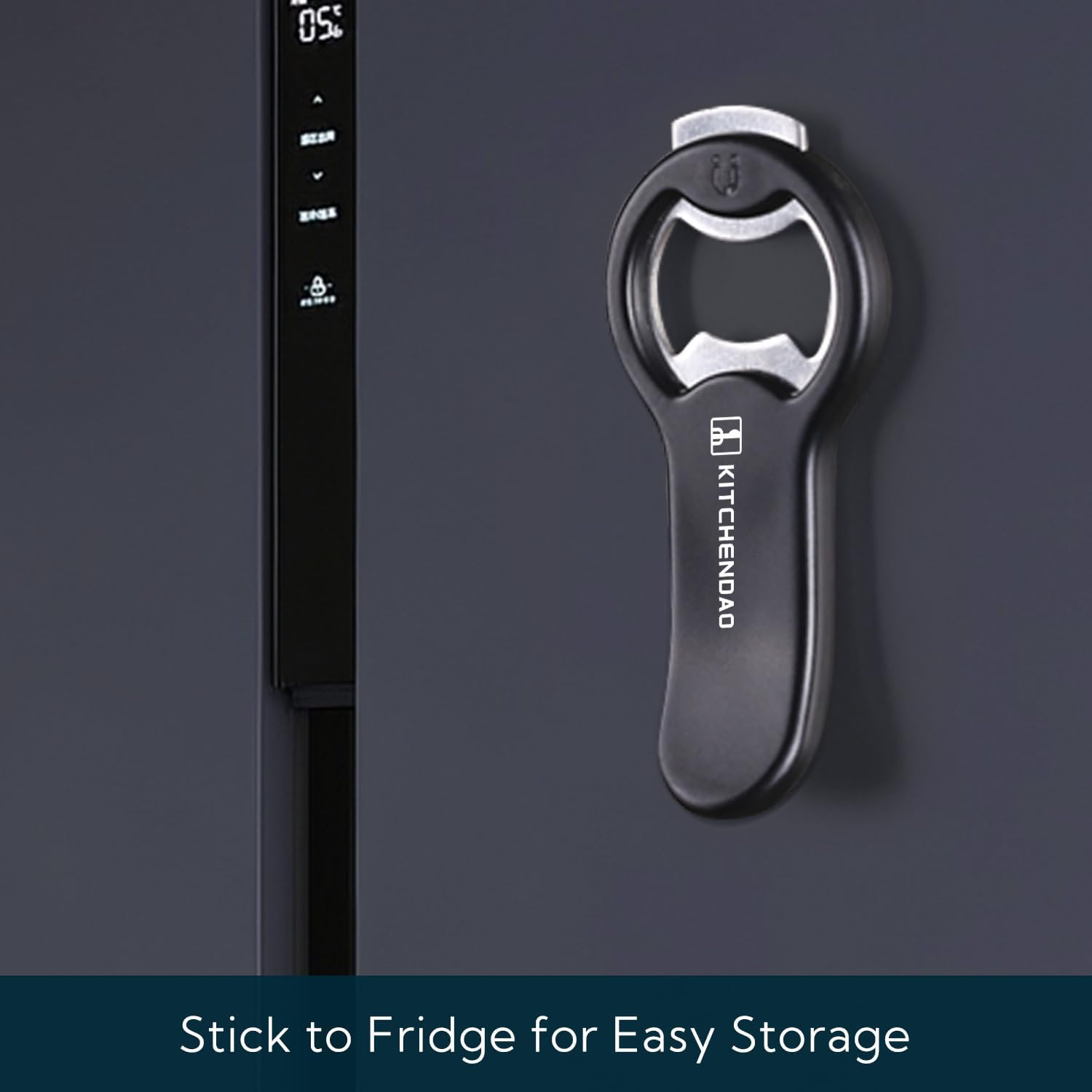 KITCHENDAO 2 in 1 Magnetic Beer Bottle Opener for Fridge and RV with Cap Catcher - Pop Can Opener, Stick to Refrigerator for Easy Storage with Magnet image number 4
