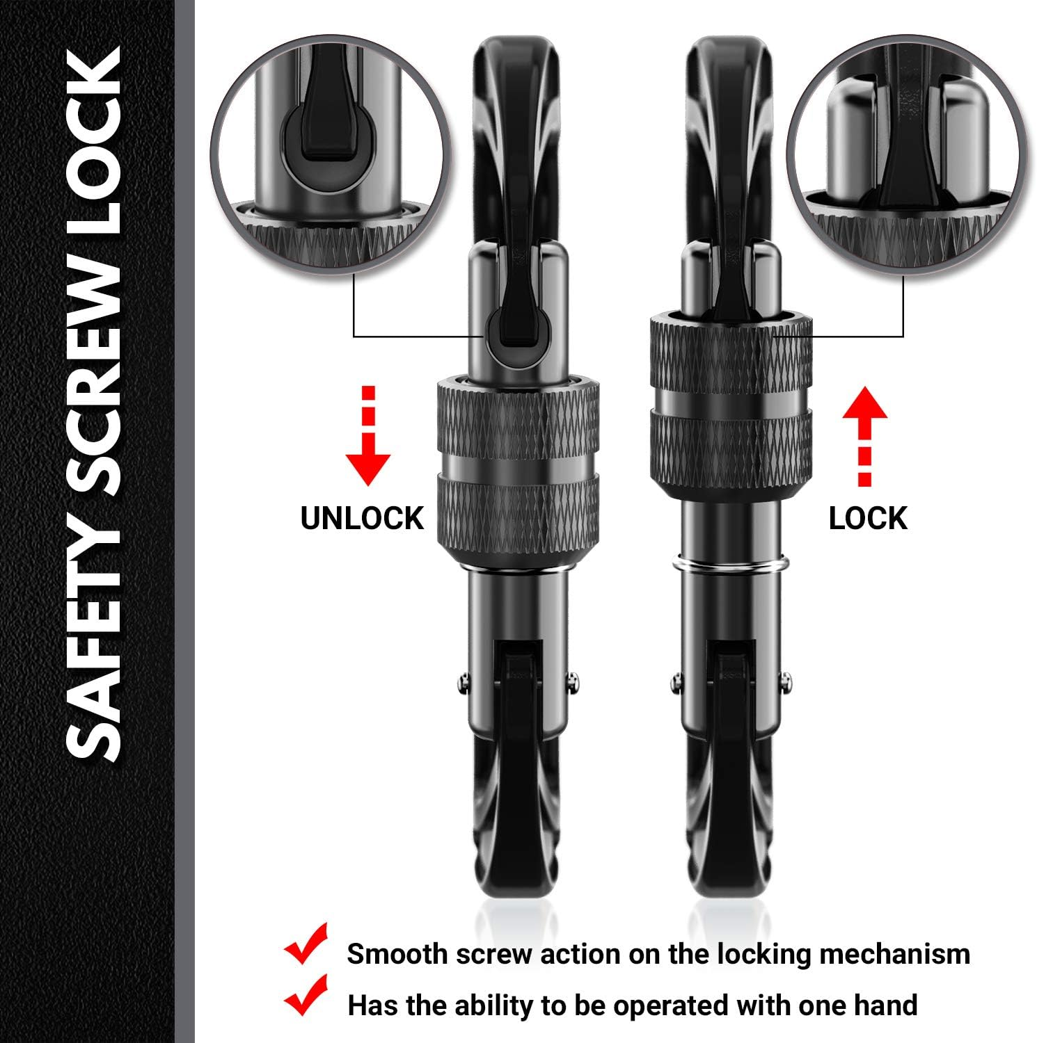 Rhino Produxs 2PCS of 12Kn (2697 Lbs) Heavy Duty Lightweight Locking Carabiner or Auto Locking Carabiner Clips, for Securing Pets, Outdoor, Camping, Hiking, Hammock, Dog Leash Harness, Keychains, Gym - Autolocking Blue image number 3