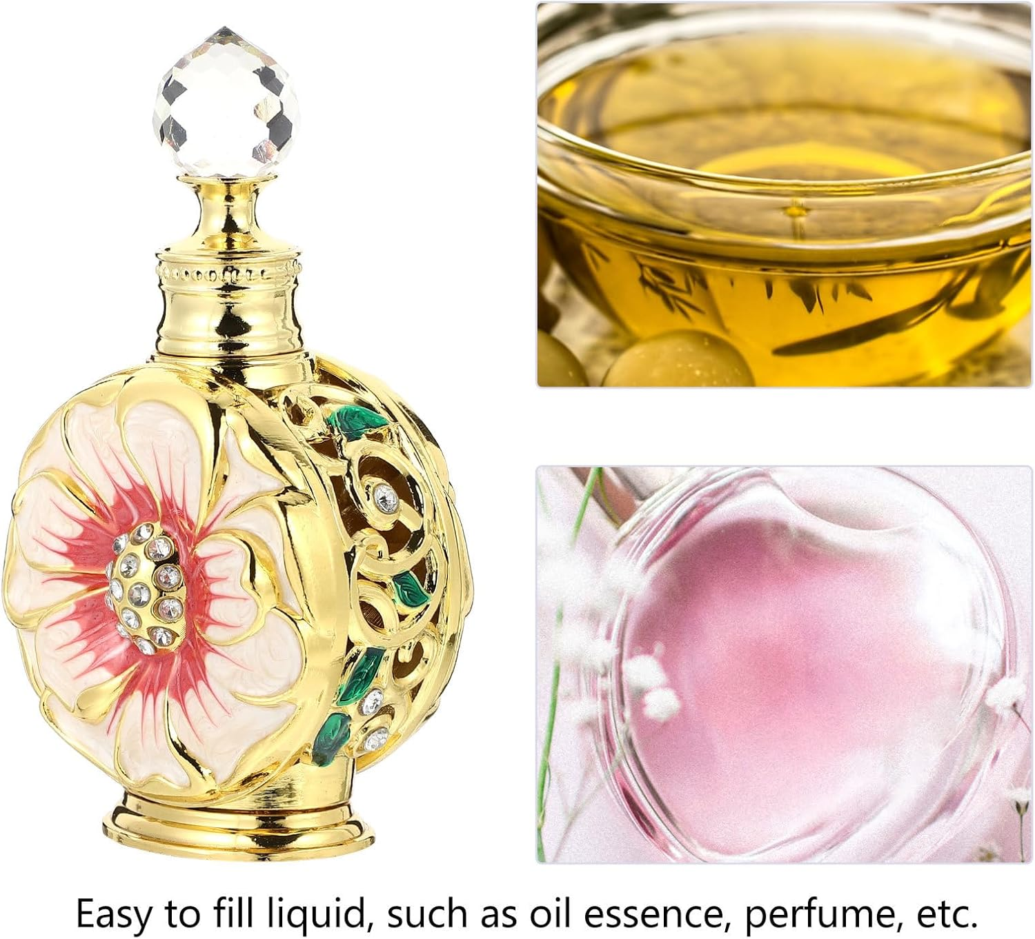 Healifty Essential Oil Dropper Bottle Vintage Glass Perfume Bottle 12Ml Decorative Refillable Perfume Women Dropper for Essential Oils Glass Vials S - 12Ml Style4 image number 7