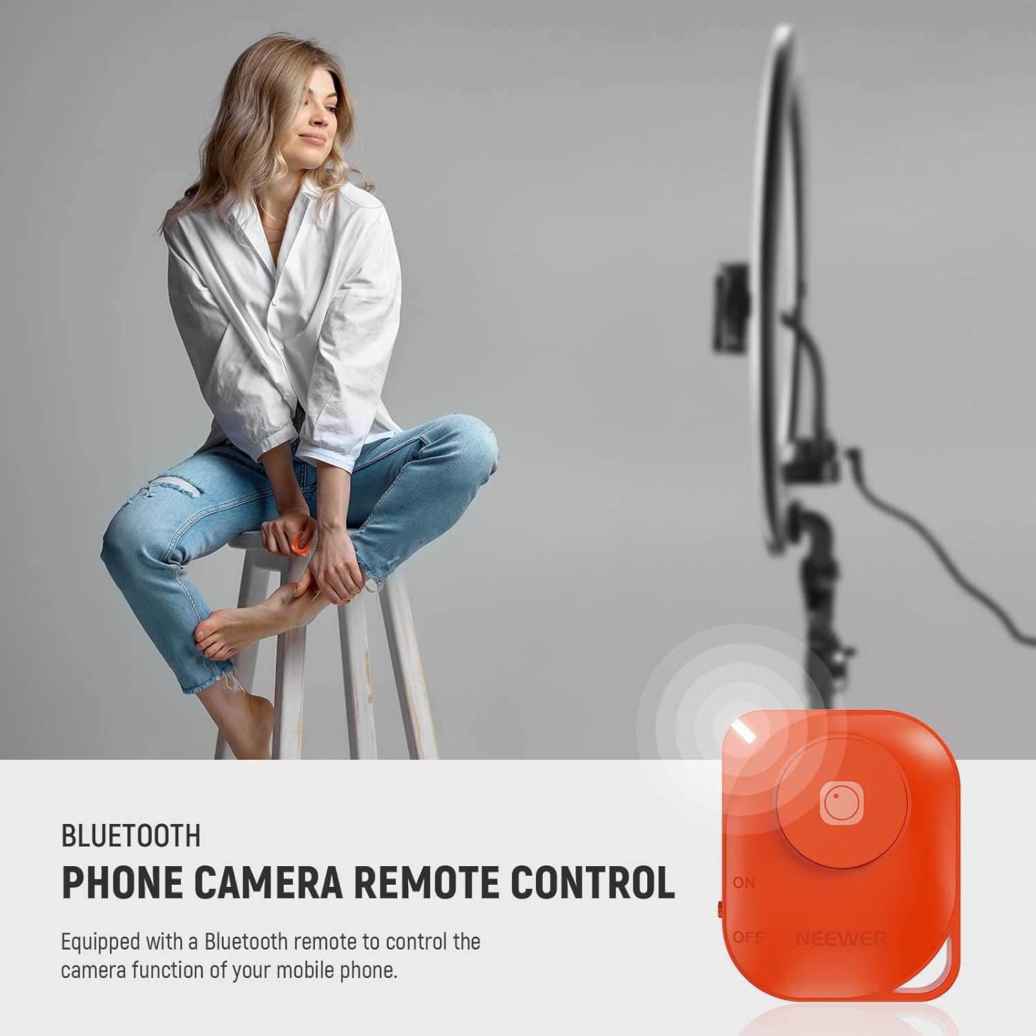 NEEWER Professional 18 Inch Ring Light with Tripod Stand Phone Holder Compatible with Iphone, 45W Remote Shutter App Control, Video Recording Makeup Selfie Studio Streaming Filming, RP18B Pro Black image number 4