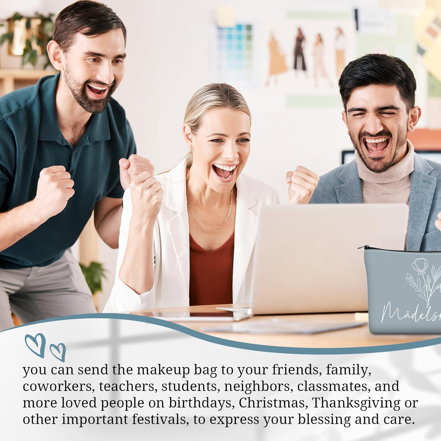 Geiserailie 3 Pieces Trousse De Maquillage Petite Trousse De Toilette Avec Inscription Zipp&eacute;e Portefeuille De Voyage Pour Femmes Et Filles, Three Colours image number 6