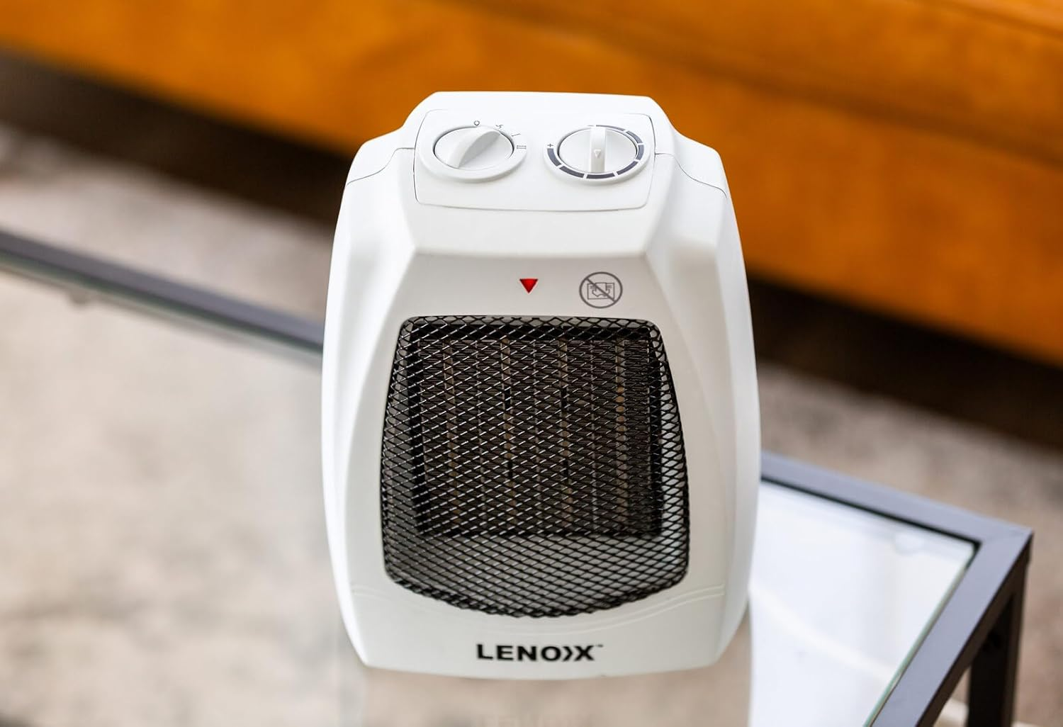 Lenoxx 1500W Ceramic Heater: Stay Warm with 2 Heat Settings, Adjustable Thermostat, Overheat Protection, Built-In Carry Handle, Household Essentials - White image number 2