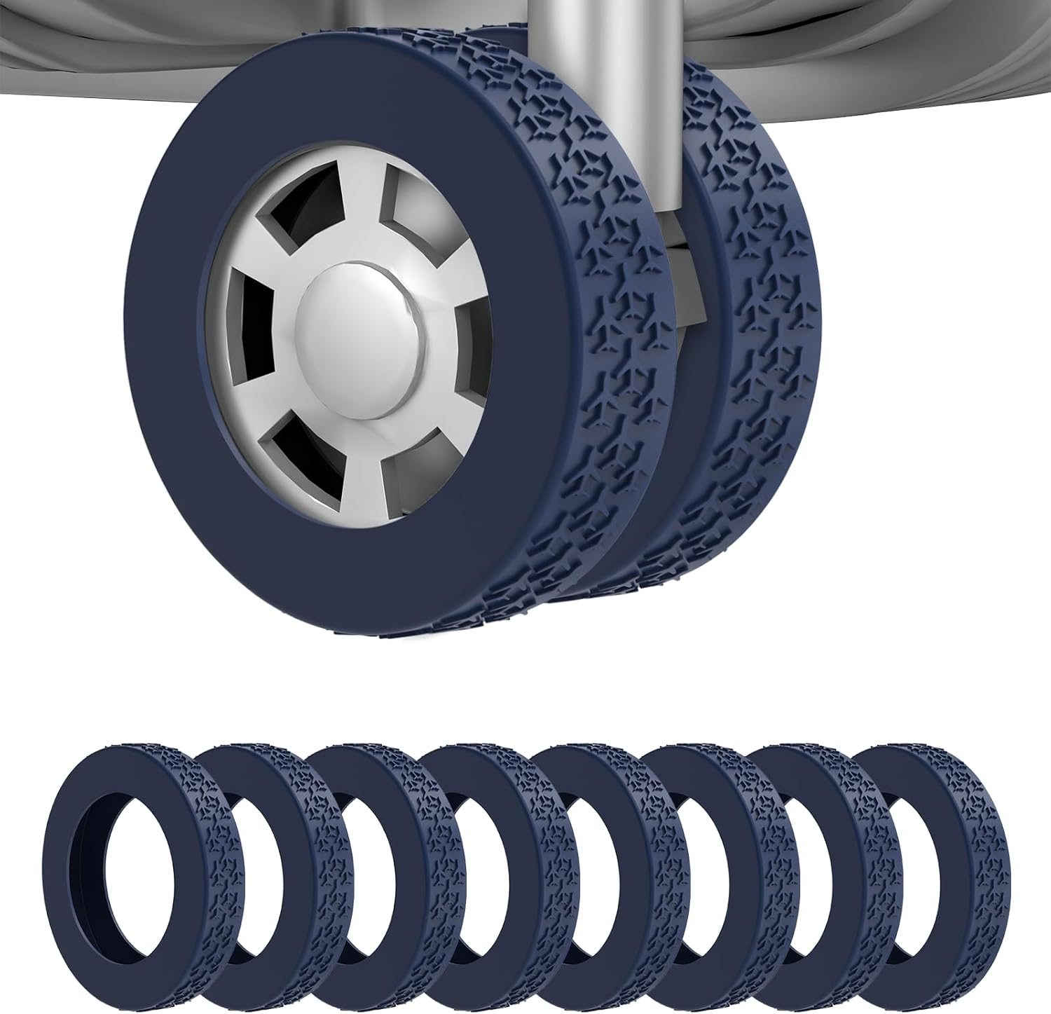 8Pcs Luggage Wheel Covers,Silicone Suitcase Cover for 2-2.4'' Spinner Wheel, Carry on Luggage Wheels Protector,Upgrade Suitcase Wheels Protective,Essential Travel Accessories (Midnight Blue-F)