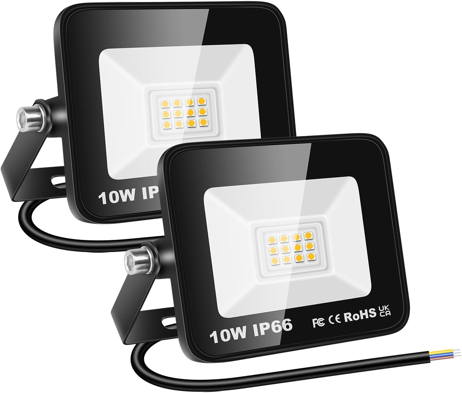 RIGIDON 2 X 10 W LED Outdoor Spotlights, 1000 Lm, 4000 K, Warm White, IP66 Waterproof, LED Floodlight, Outdoor Lamp for Garden, Courtyards, Garage, Hotel, Sports Field, Workshop image number 5