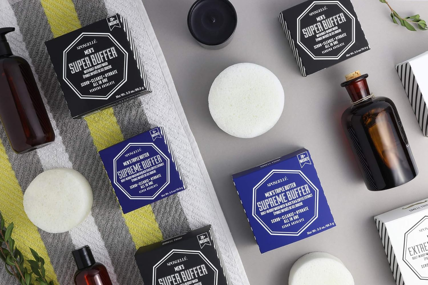 Spongell&eacute; Men'S Supreme Buffer - Body Wash/Shower Gel Sponge - Cedar Absolute image number 3