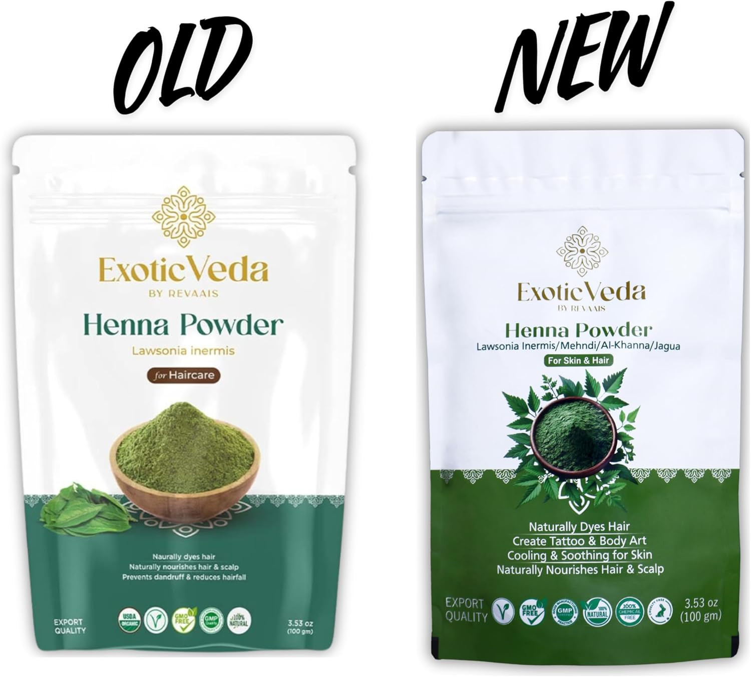 Exotic Veda Organic Henna Powder | 100% Natural Hair Dye from Rajasthan India Lawsonia Inermis Non-Gmo Deep Brown (100G) image number 2