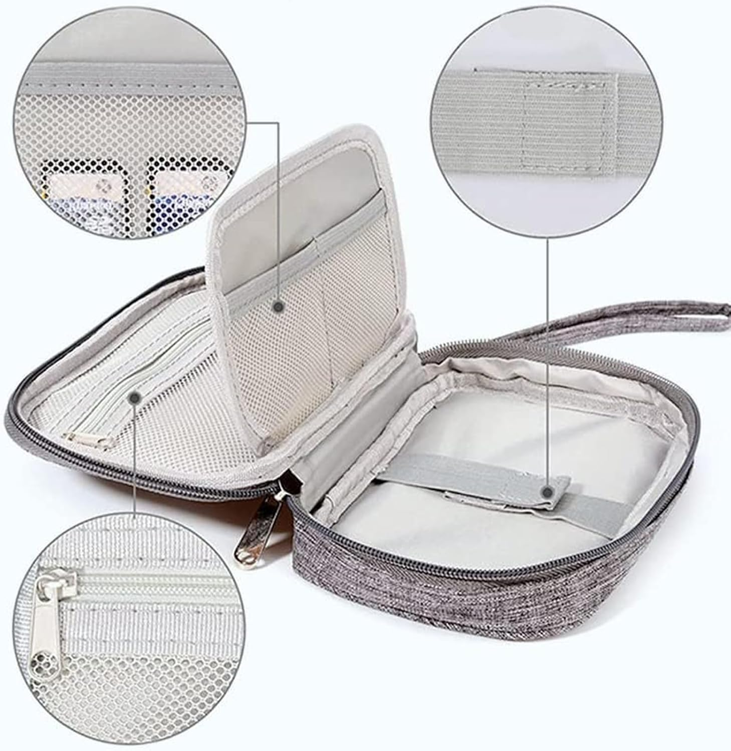 Electronic Accessories Bag, Travel Accessories Gadget Storage Bag Universal Travel Bag for Small Electronics and Cables, Adapter, Battery and More,Power Bank, Mouse,Ipad, Phone (Grey) image number 3