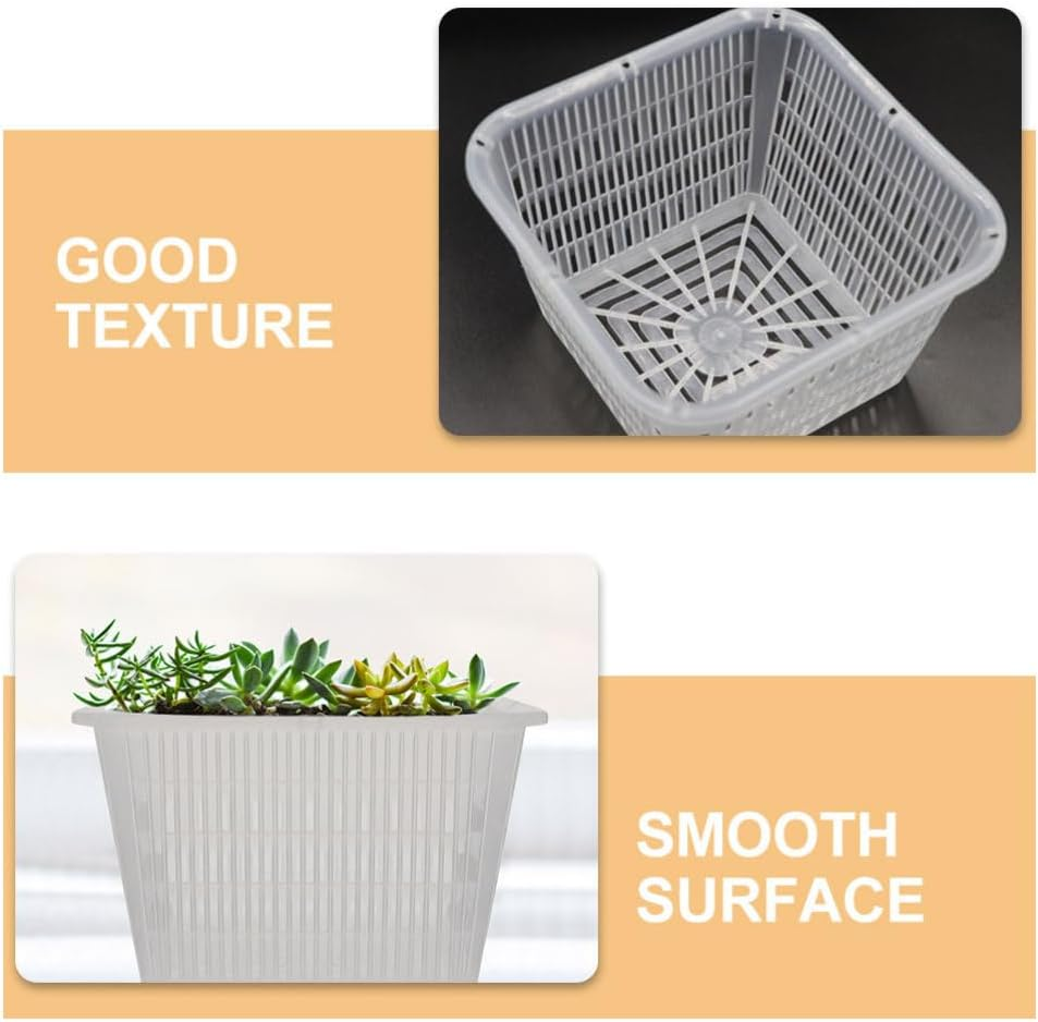 Kisangel 4Pcs Hydroponic Mesh Plant Basket Plastic Aquatic Pots Planting Net Pots for Balcony Garden,Transparent - Black image number 5