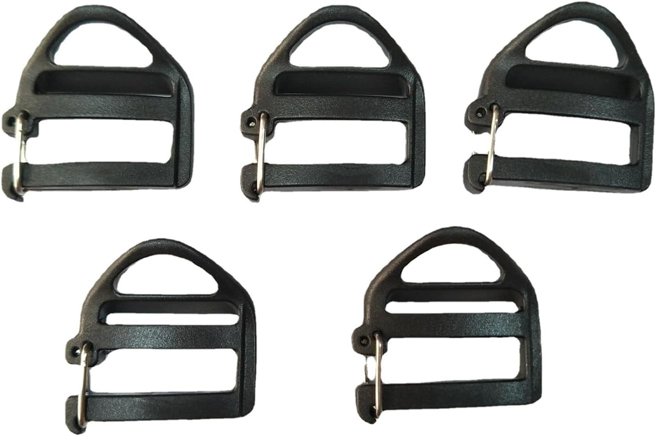 8 Pack Webbing Hook Clip 25Mm 1'' Strap Belt Buckle with Open Lock End Clasp Connector Slide Buckles Ladder Slider Replacement for Backpack Bag Molle Sewn Loop Hiking, Black image number 6