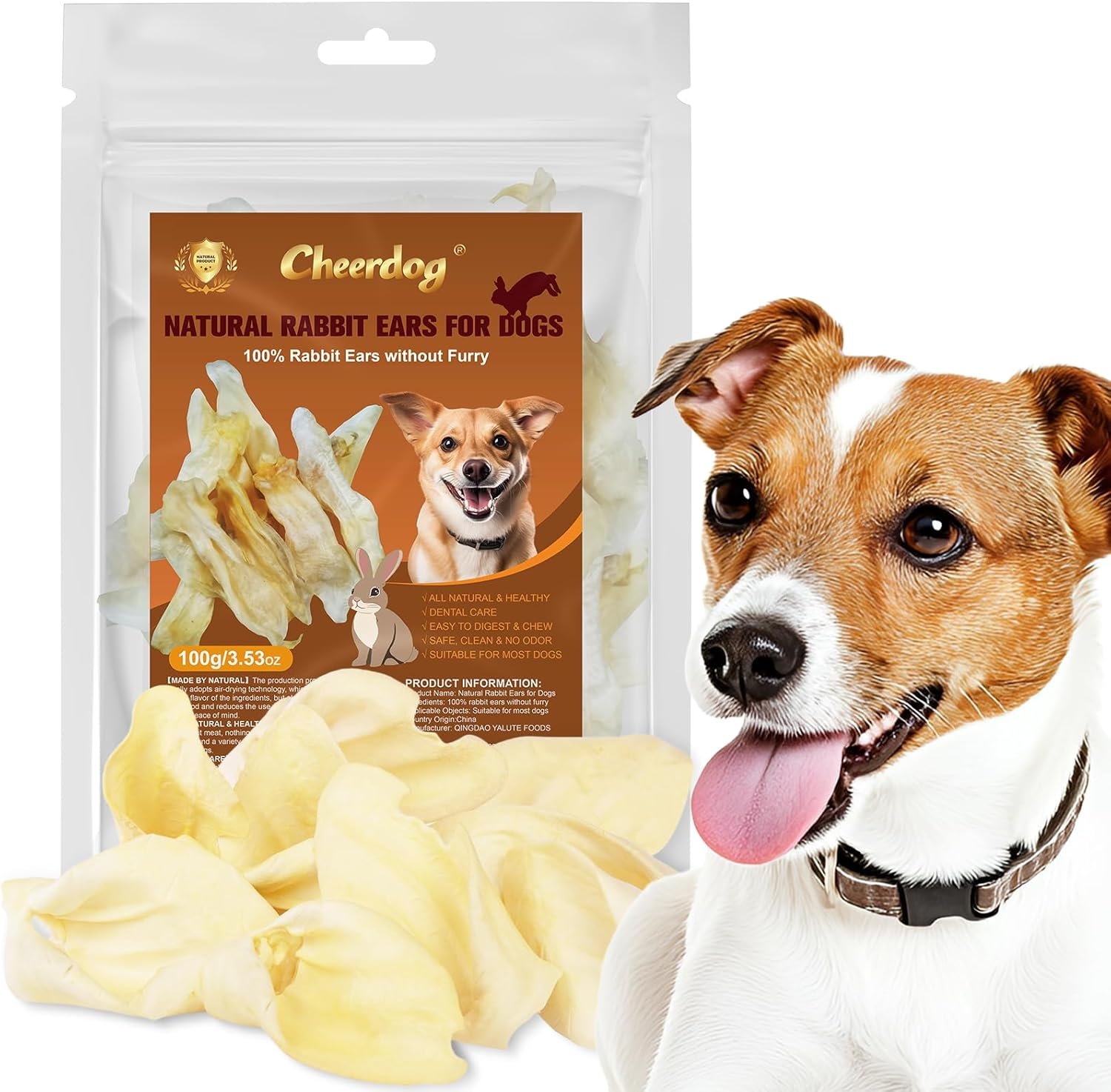 100% Natural Rabbit Ears for Dogs, Thick Cut & All-Natural Whole Ears, 100% Grass Fed Rabbits, Safe Rawhide Alternative Prime Dog Chews image number 4