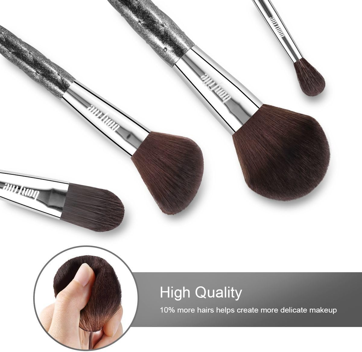 AUSWAY 7 Pcs Makeup Brushes Kit Cosmetic Eye Shadow Lip Liner Blending Beauty Set - Black image number 2