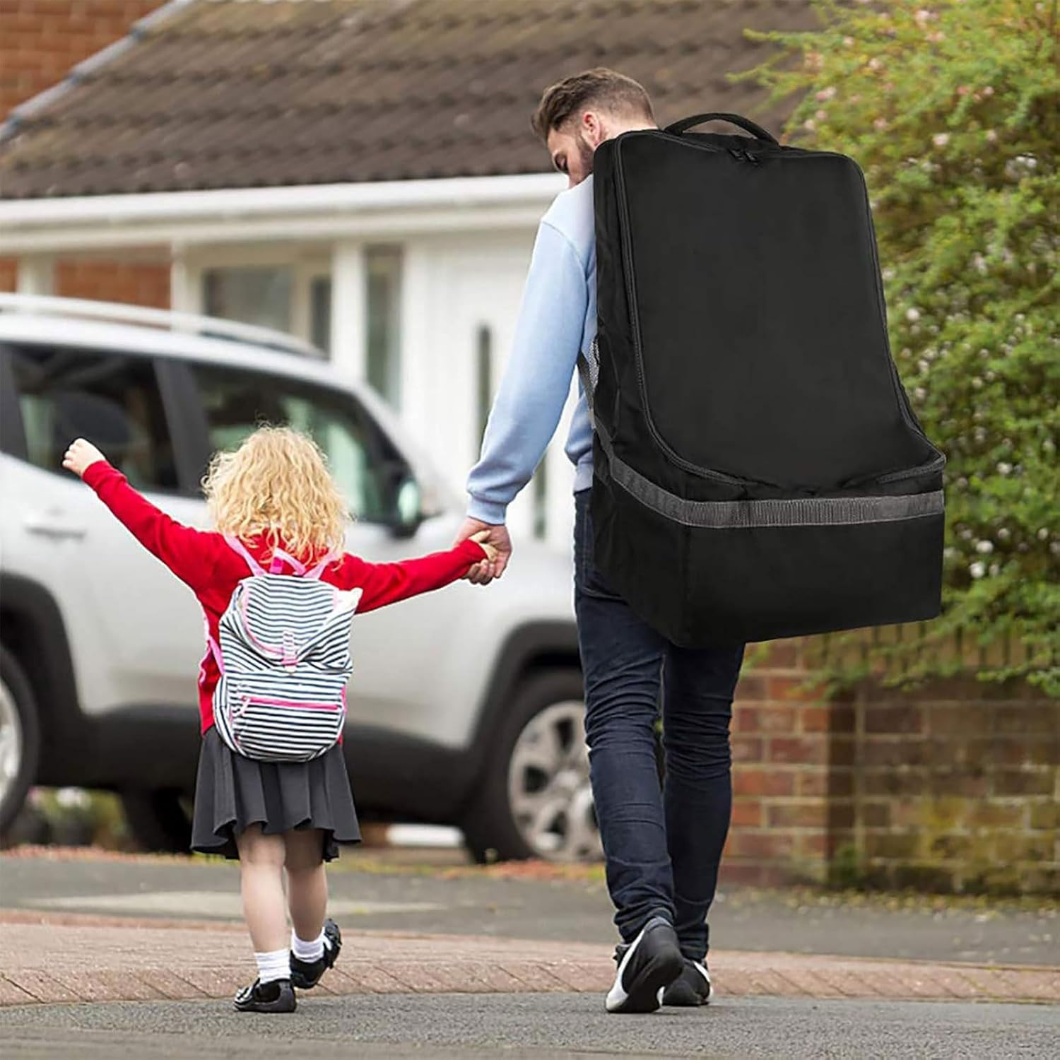 Padded Car Seat Travel Bag Backpack for Airplane, Heavy Duty Car Seat Bags for Air Travel, Carseat Cover for Airplane Travel with Shoulder Strap (S 45 * 45 * 71Cm) image number 6