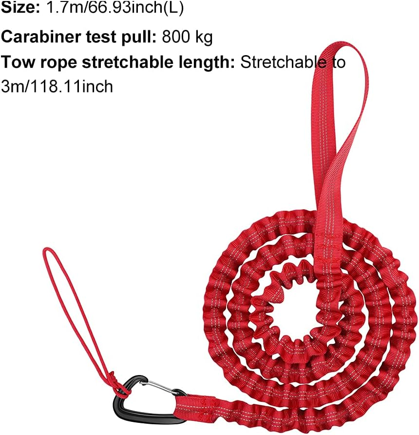 Bike Bungee Tow Rope for Kids,Child Bike Stretch Bungee Cord Pull behind Attachment High Strength MTB Elastic Rope(Red) image number 5