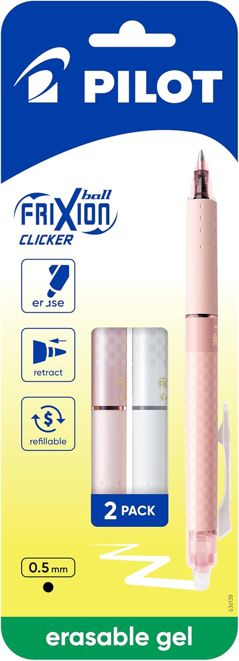 Pilot Frixion Design Series Retractable Erasable Gel Pen, 0.5 Mm, Purple Barrel, Black Ink