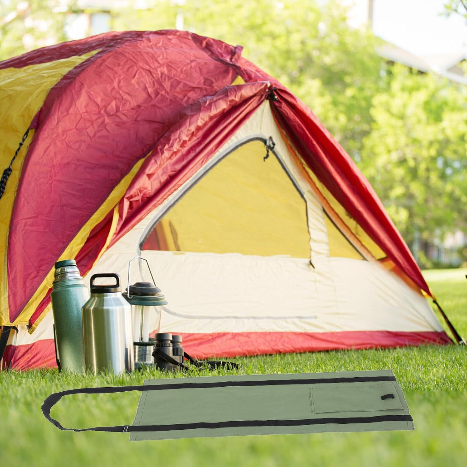 Jojofuny Heavy Duty Firewood Tote Carrier Canvas Log Bag Handles Outdoor Firewood Storage Bag Military Green for Camping and Fireplace image number 4