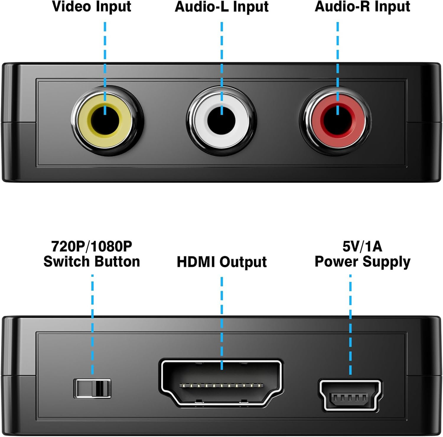 Digitconvert RCA to HDMI Adapter, AV to HDMI Converter, 1080P Mini RCA Composite CVBS Audio Video Converter Supports PAL/NTSC Compatible with Pc/Laptop/Xbox /PS4 /Tv/Stb/Vhs/Vcr/Blue-Ray image number 4