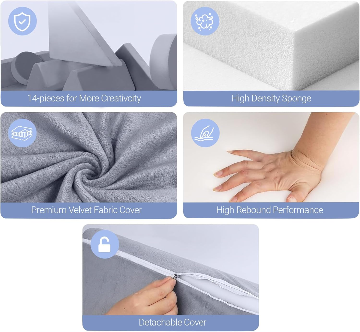 Tubby Modular Kids Play Couch 14 Pcs Toddler Baby Kids Sofa Couch DIY Furniture image number 3